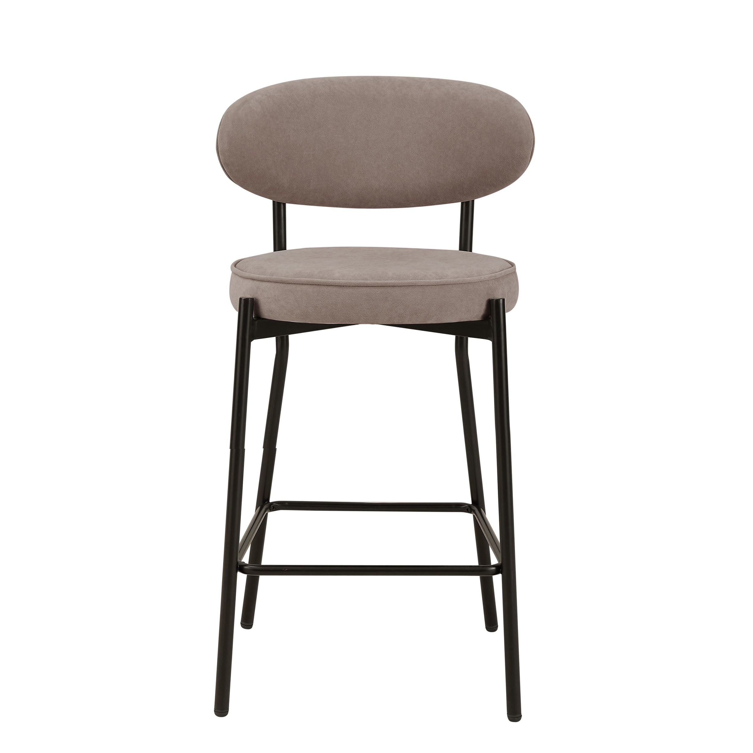 Tabouret de bar contemporain en velours sable mat, avec dossier arrondi, pour cuisine