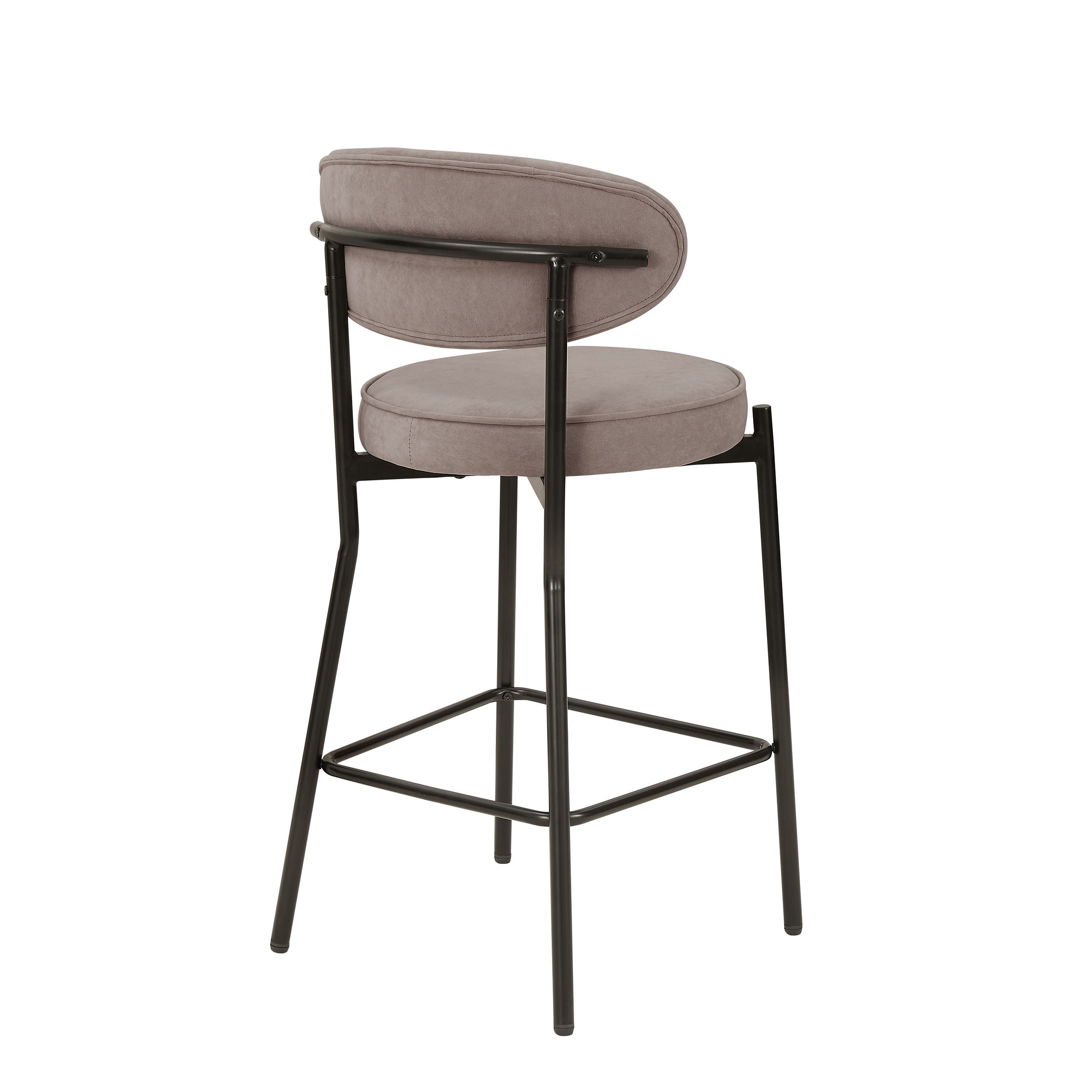Tabouret de bar contemporain en velours sable mat, avec dossier arrondi, pour cuisine