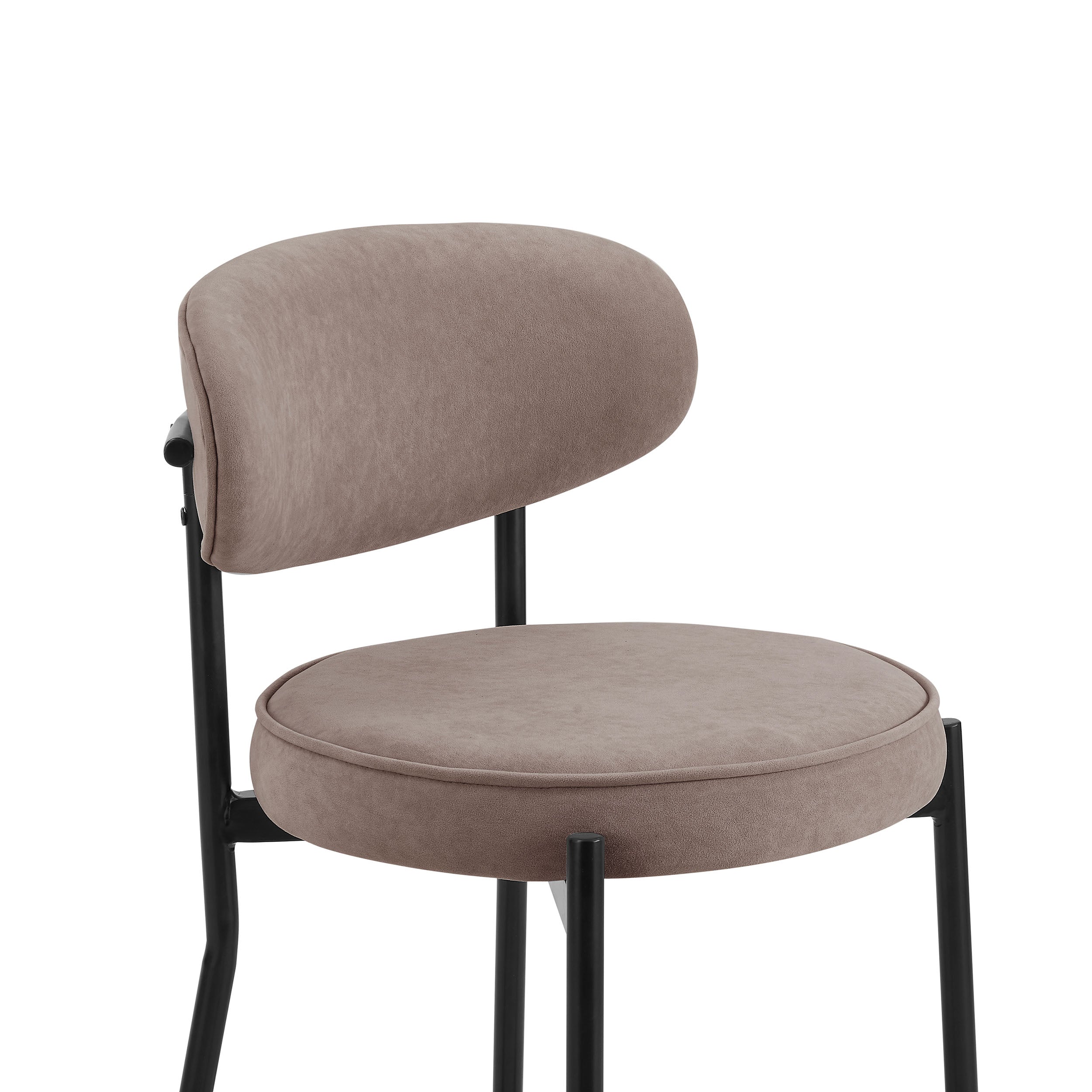 Tabouret de bar contemporain en velours sable mat, avec dossier arrondi, pour cuisine