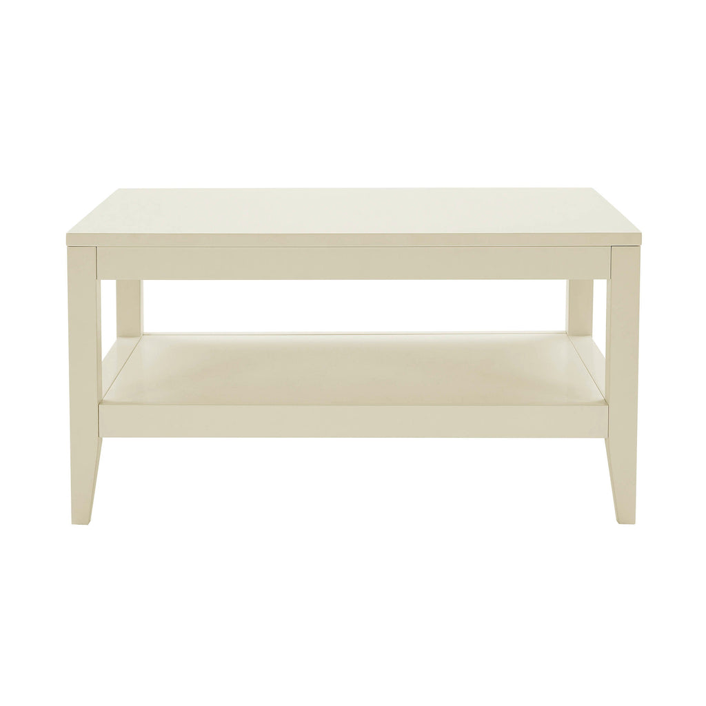 Table basse moderne peinte crème avec étagère ouverte pour le salon