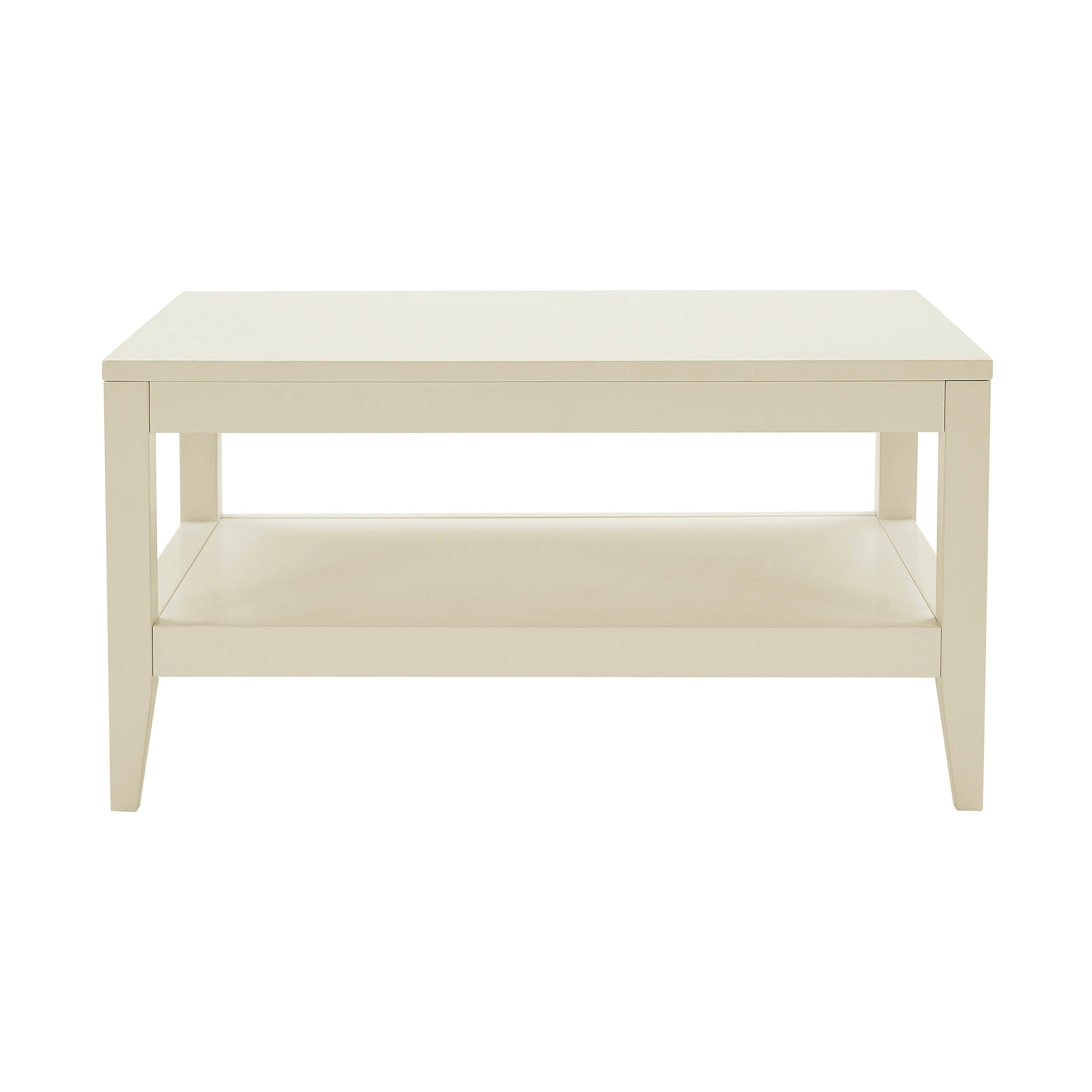 Table basse moderne peinte crème avec étagère ouverte pour le salon
