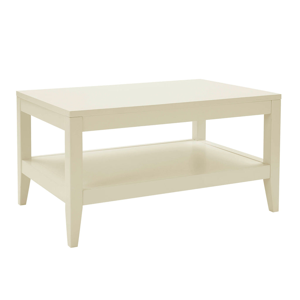 Table basse moderne peinte crème avec étagère ouverte pour le salon