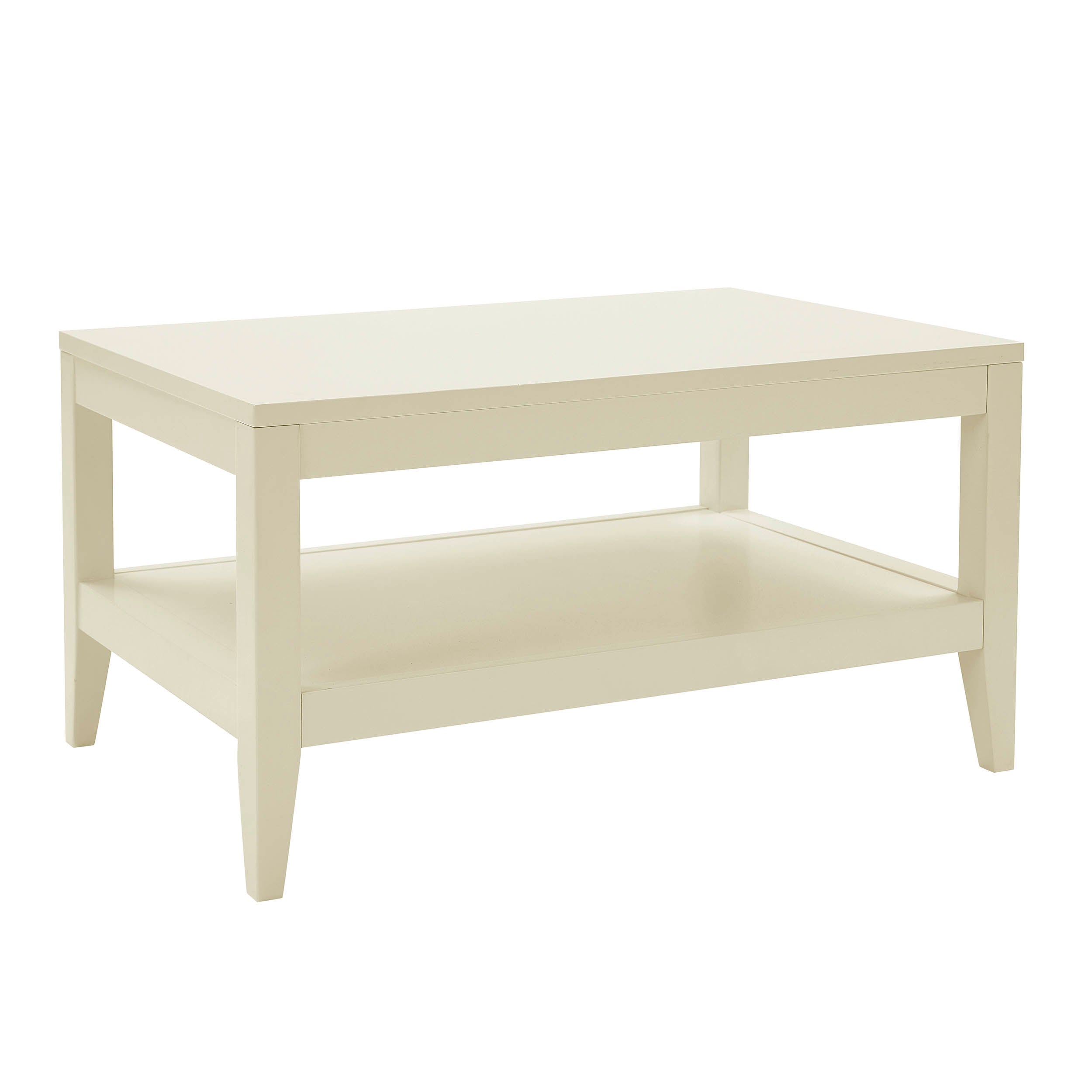 Table basse moderne peinte crème avec étagère ouverte pour le salon