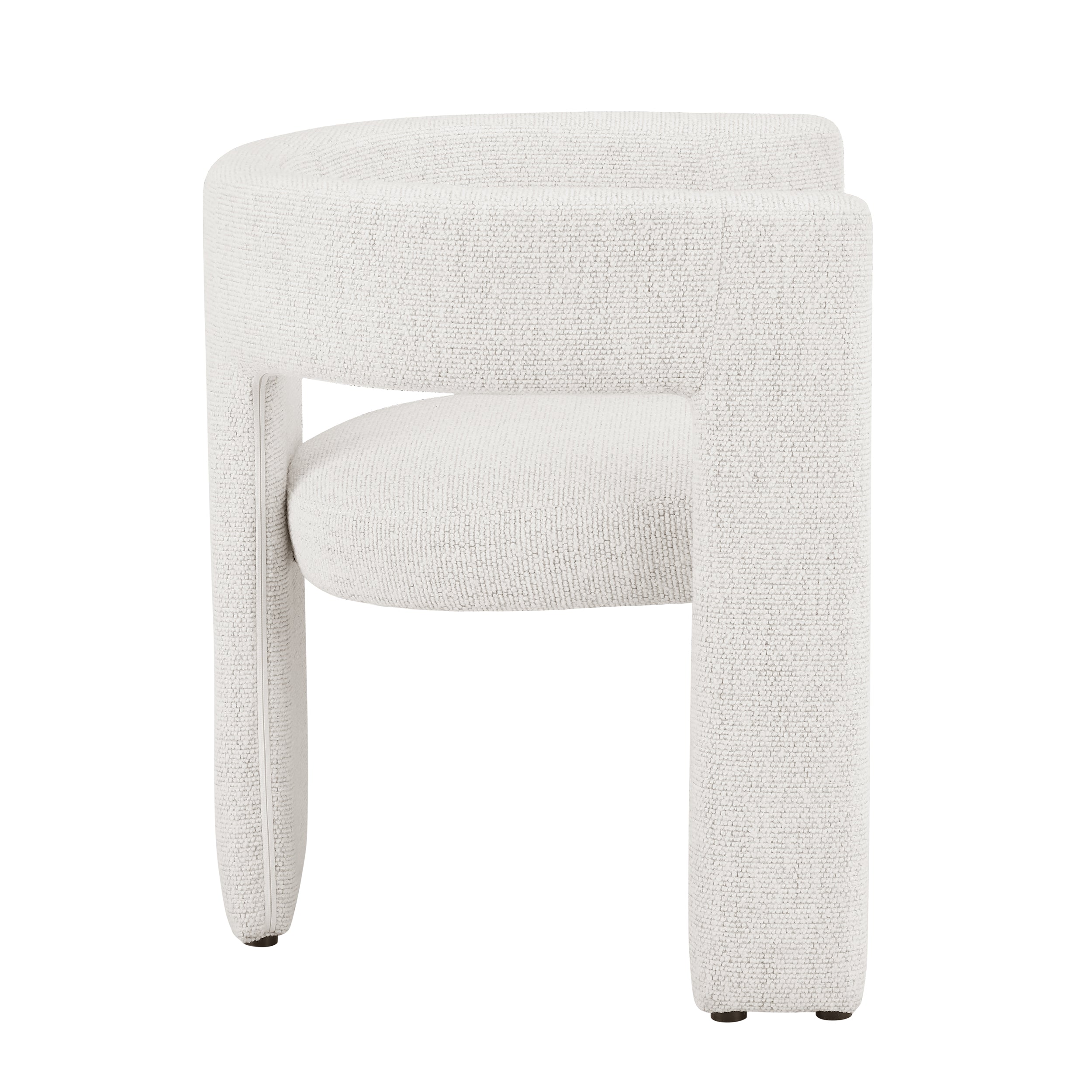 Chaise de salle à manger contemporaine en bouclé ivoire au design incurvé