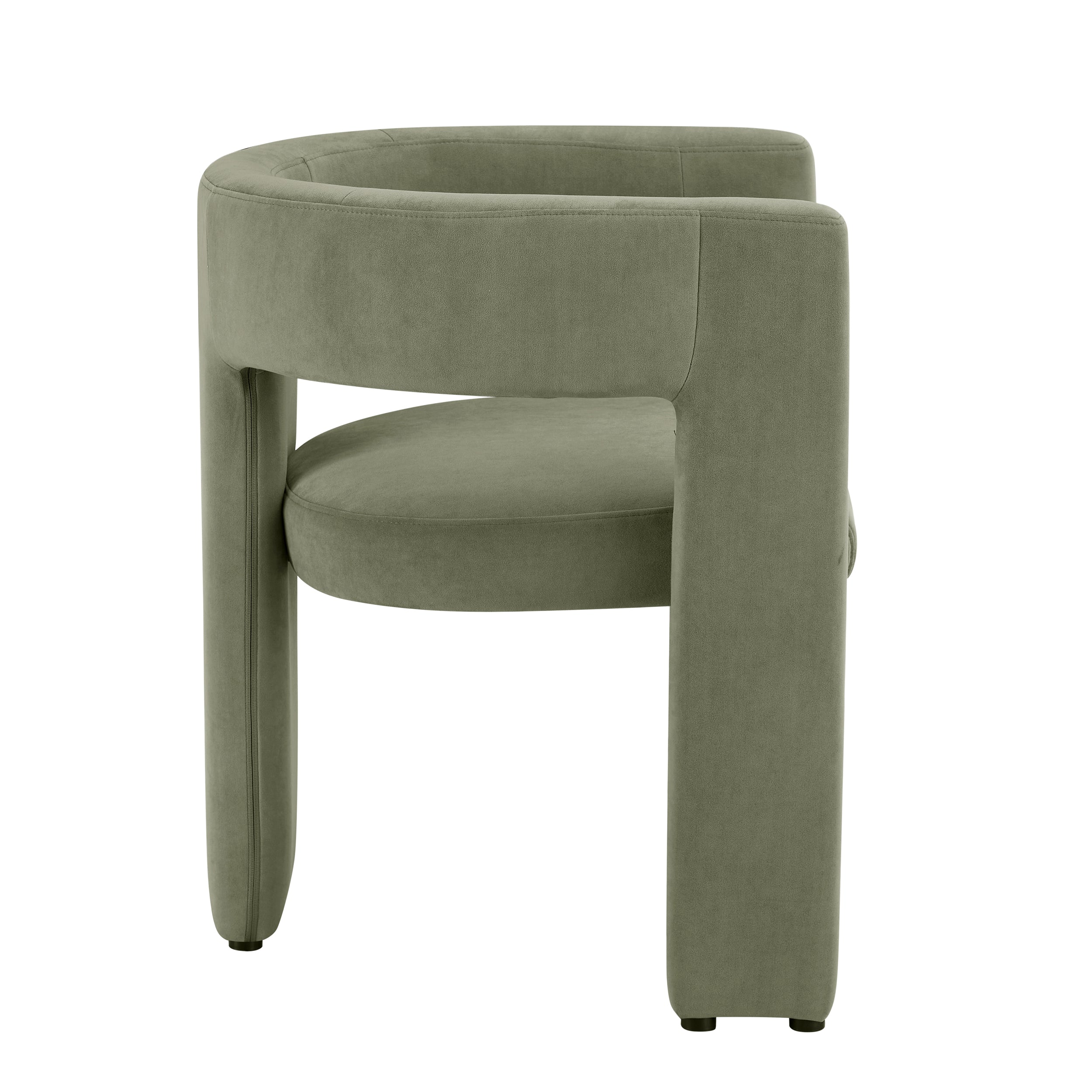 Chaise de salle à manger contemporaine en tissu vert sauge au design incurvé