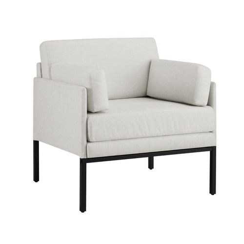 Fauteuil d'appoint tissé bohème à rayures naturelles avec finition texturée pour salon