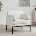 Fauteuil d'appoint tissé bohème à rayures naturelles avec finition texturée pour salon