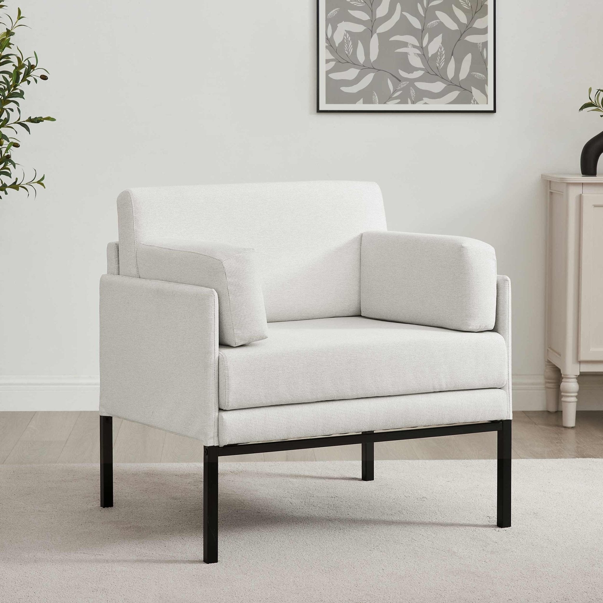 Fauteuil d'appoint tissé bohème à rayures naturelles avec finition texturée pour salon