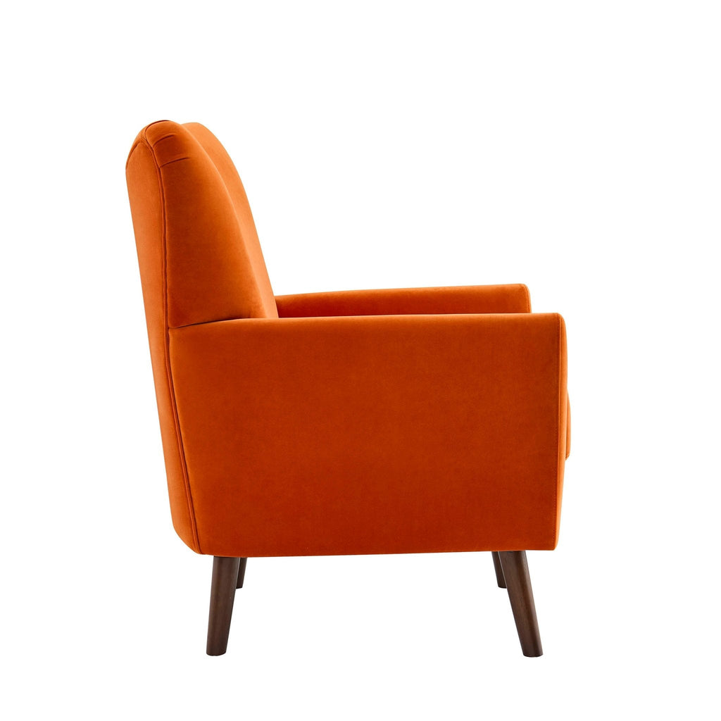Fauteuil d'appoint rétro orange vif en tissu, couleur affirmée, pour salon