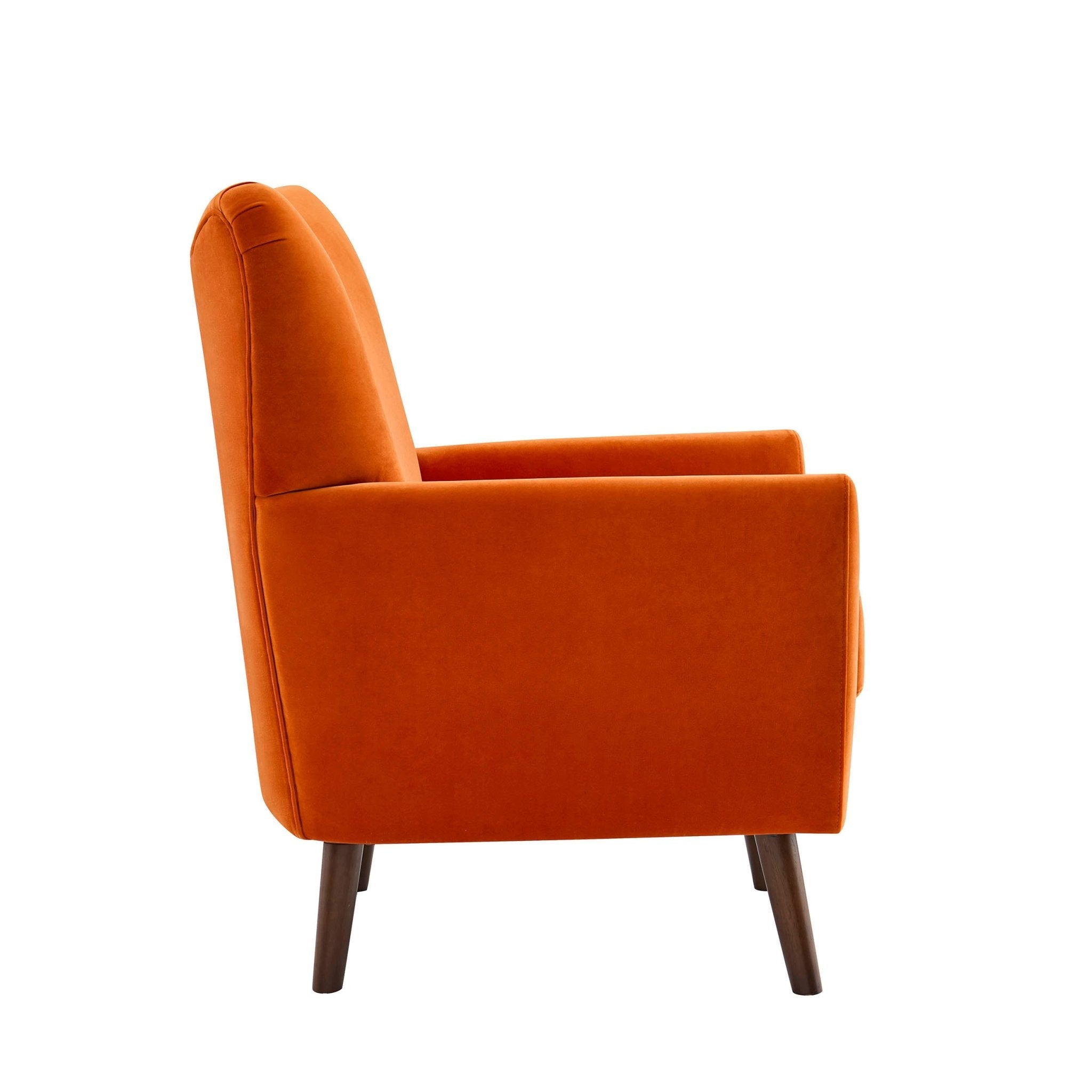 Fauteuil d'appoint rétro orange vif en tissu, couleur affirmée, pour salon