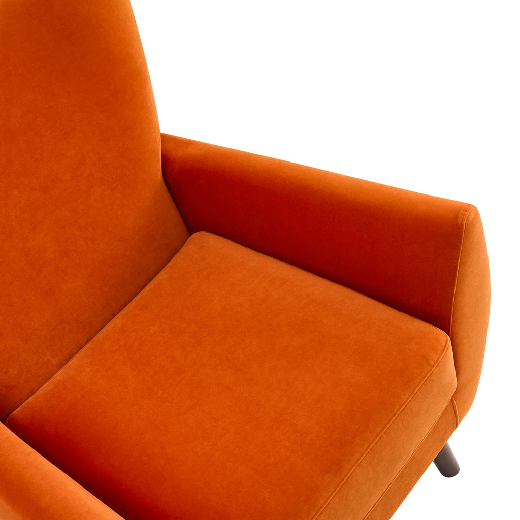 Fauteuil d'appoint rétro orange vif en tissu, couleur affirmée, pour salon