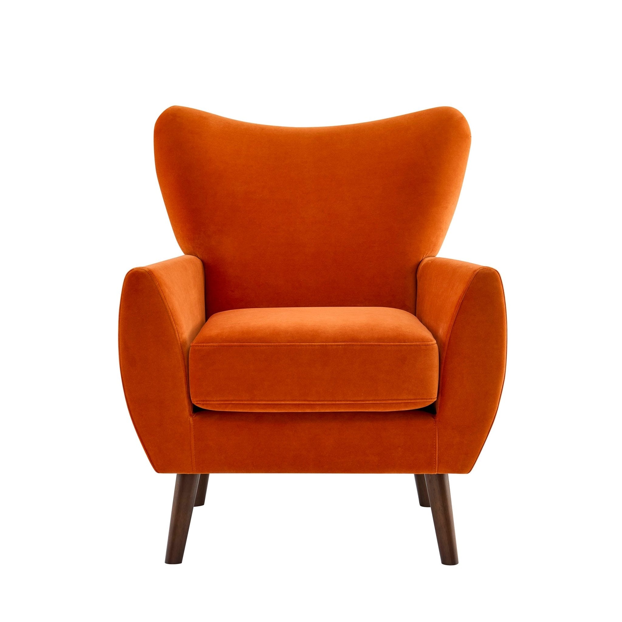 Fauteuil d'appoint rétro orange vif en tissu, couleur affirmée, pour salon