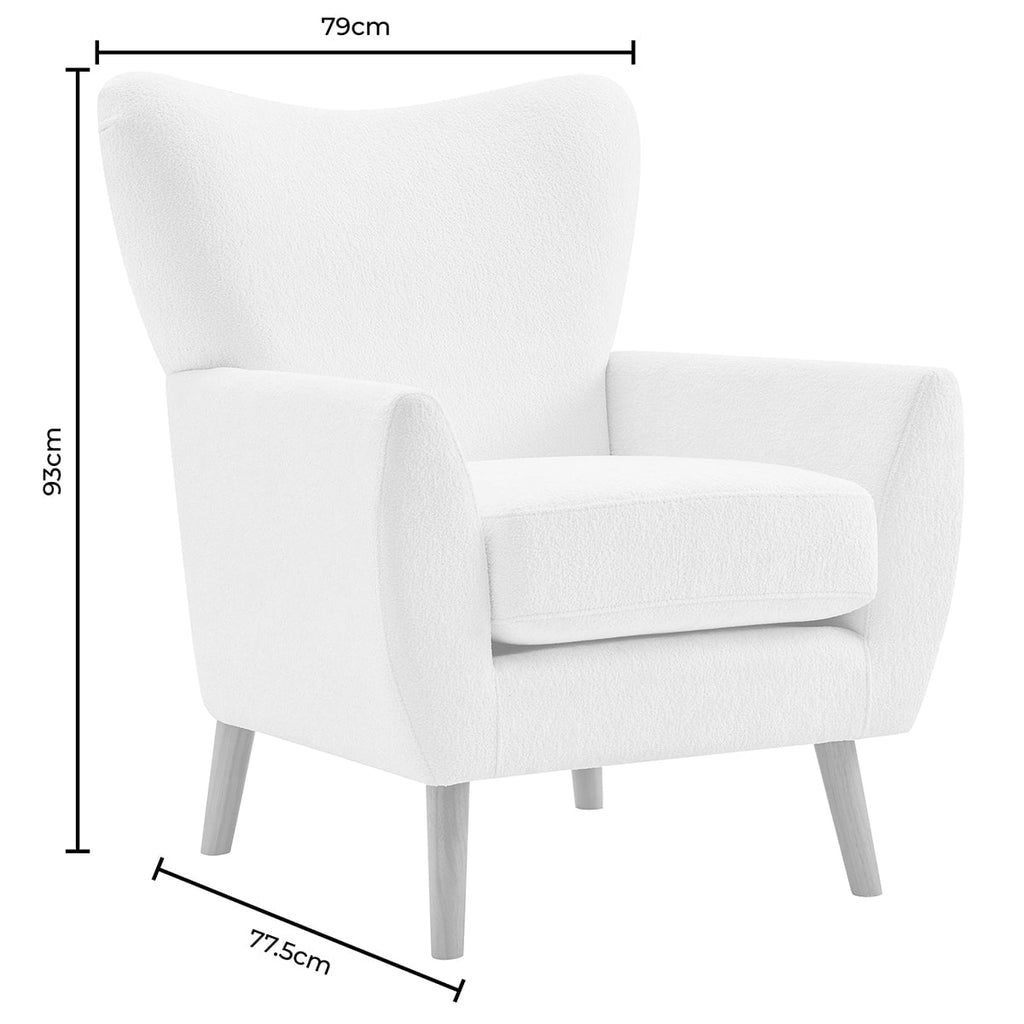 Fauteuil d'appoint contemporain écru en chenille, grand confort, pour salon