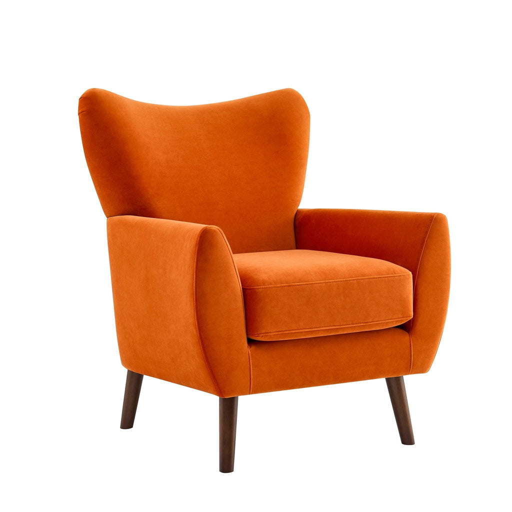 Fauteuil d'appoint rétro orange vif en tissu, couleur affirmée, pour salon