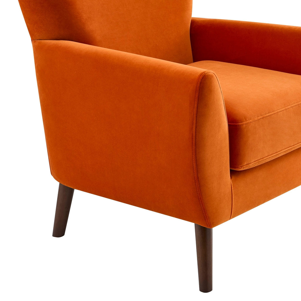 Fauteuil d'appoint rétro orange vif en tissu, couleur affirmée, pour salon