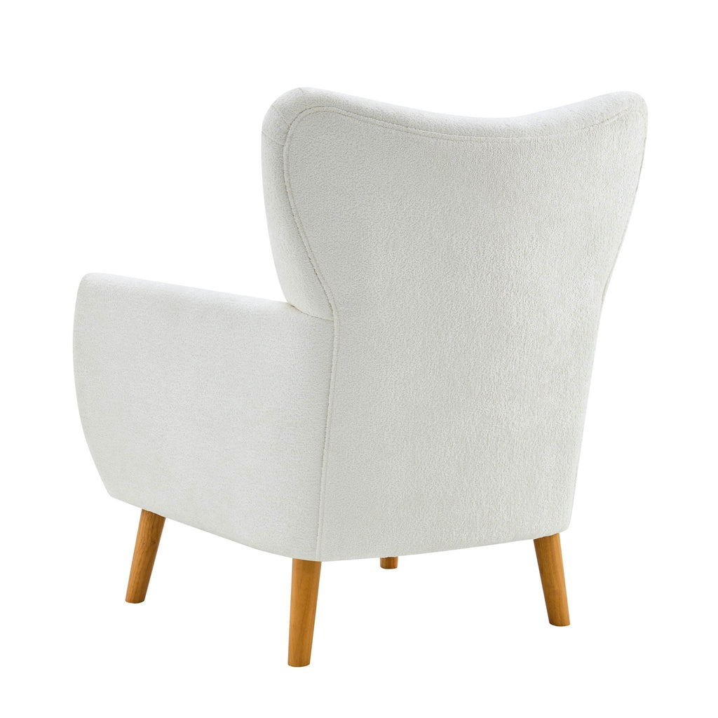 Fauteuil d'appoint contemporain écru en chenille, grand confort, pour salon