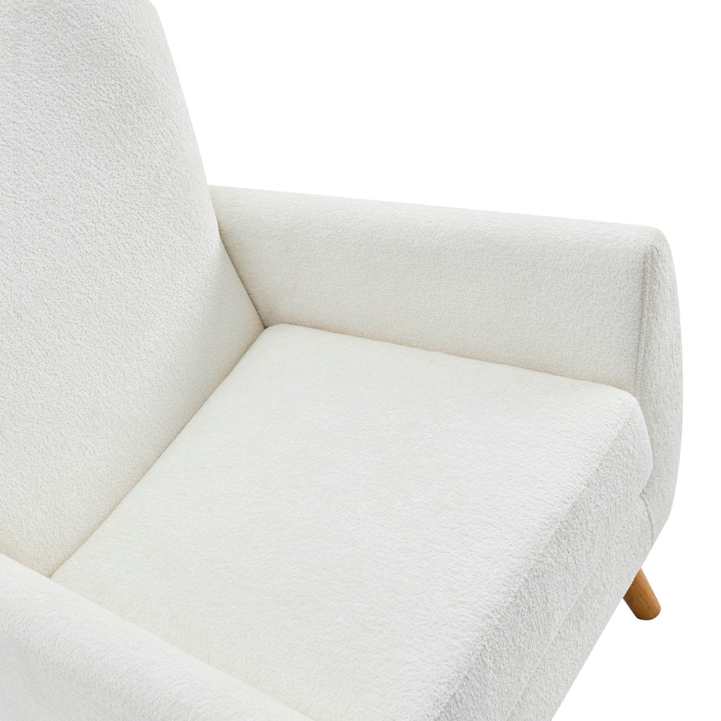 Fauteuil d'appoint contemporain écru en chenille, grand confort, pour salon