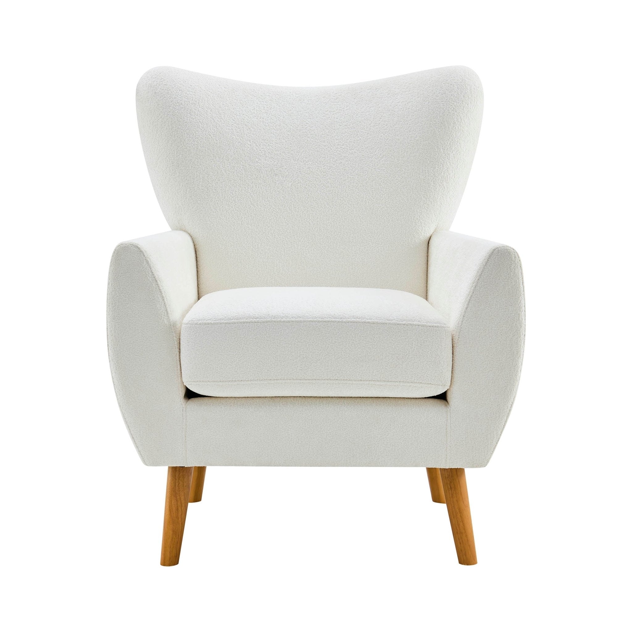 Fauteuil d'appoint contemporain écru en chenille, grand confort, pour salon