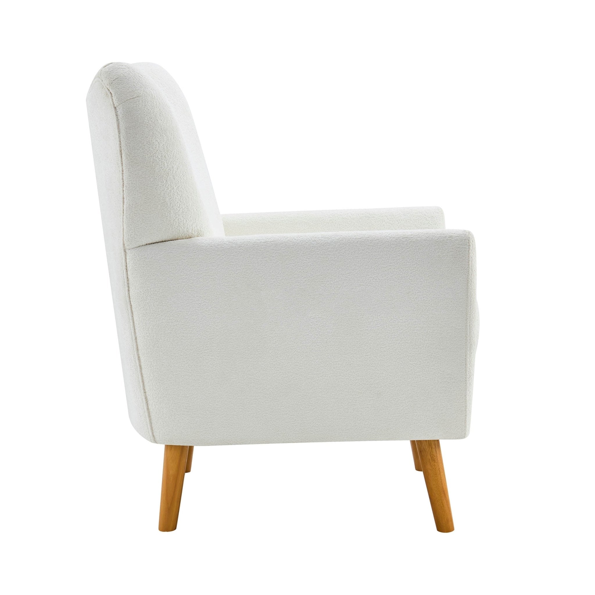 Fauteuil d'appoint contemporain écru en chenille, grand confort, pour salon