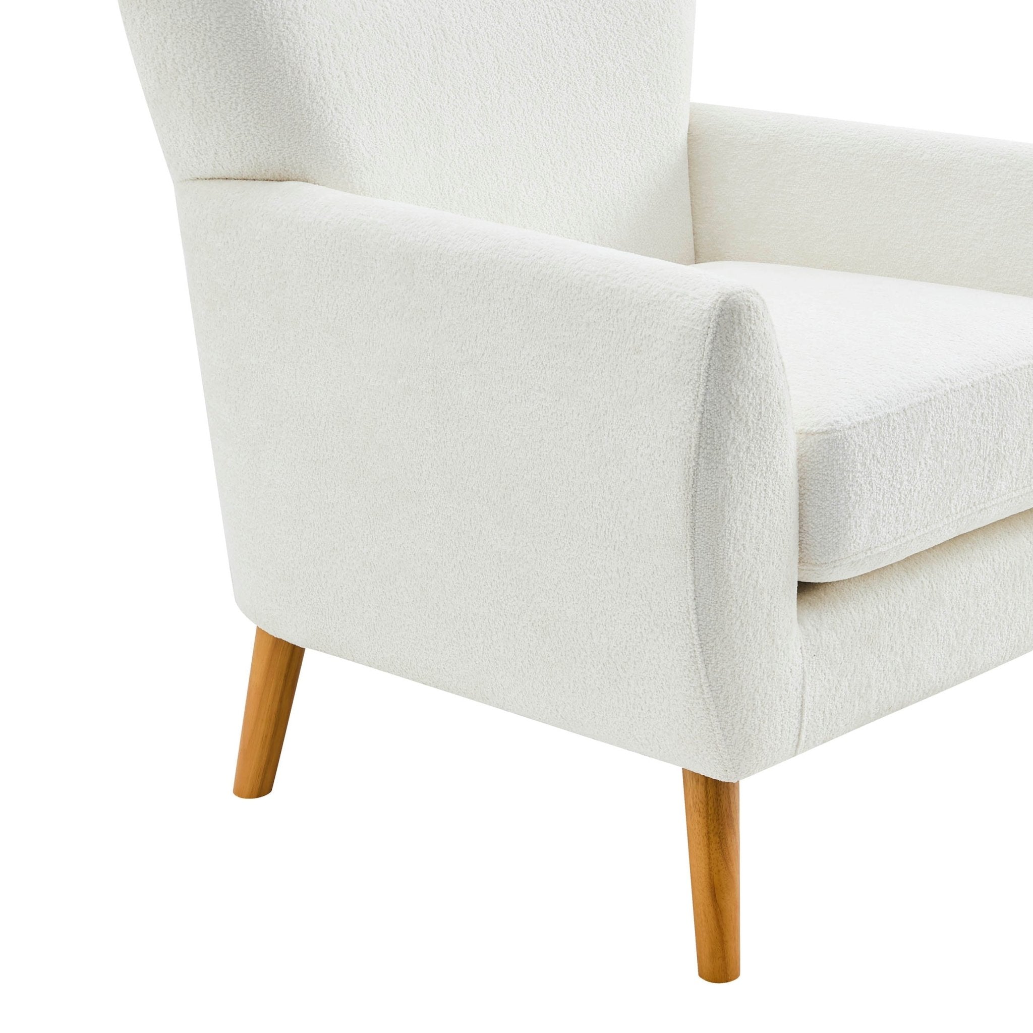 Fauteuil d'appoint contemporain écru en chenille, grand confort, pour salon