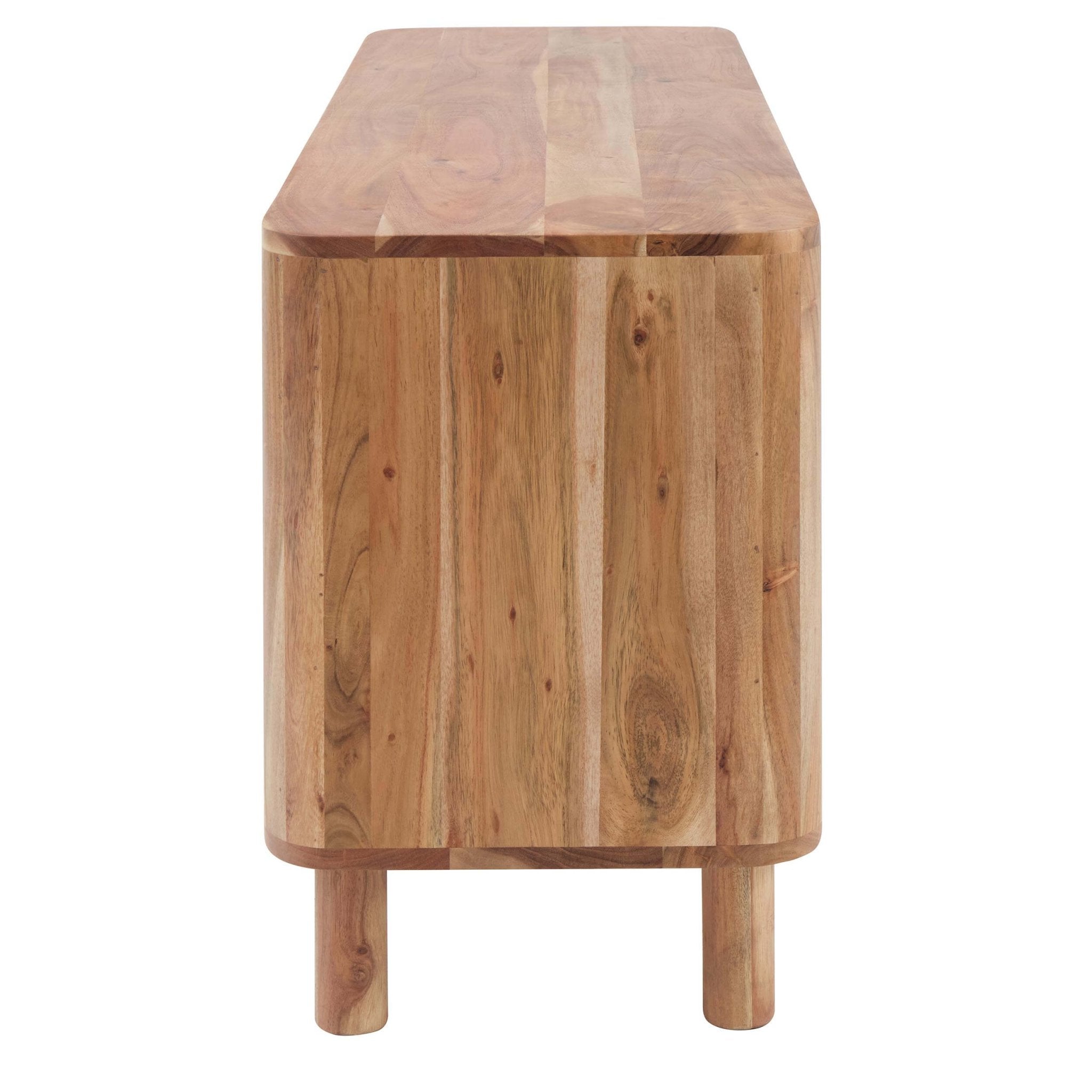 Meuble TV en bois d'acacia naturel organique avec étagères ouvertes pour téléviseurs jusqu'à 50 pouces pour salon