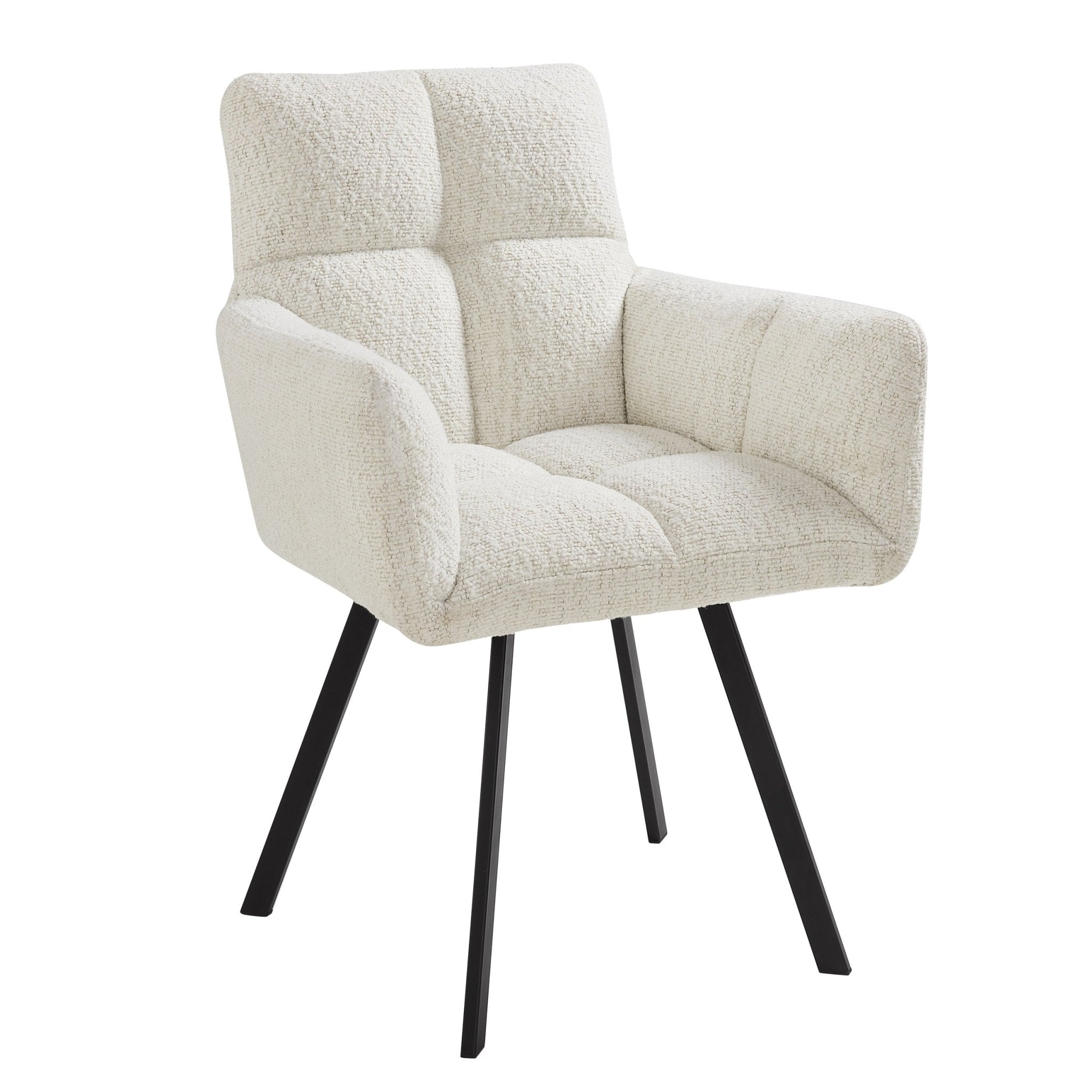 Chaise de salle à manger contemporaine en bouclette ivoire au design décontracté pour la salle à manger