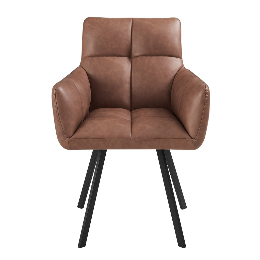 Chaise de salle à manger en similicuir rétro de couleur havane au design décontracté pour la salle à manger