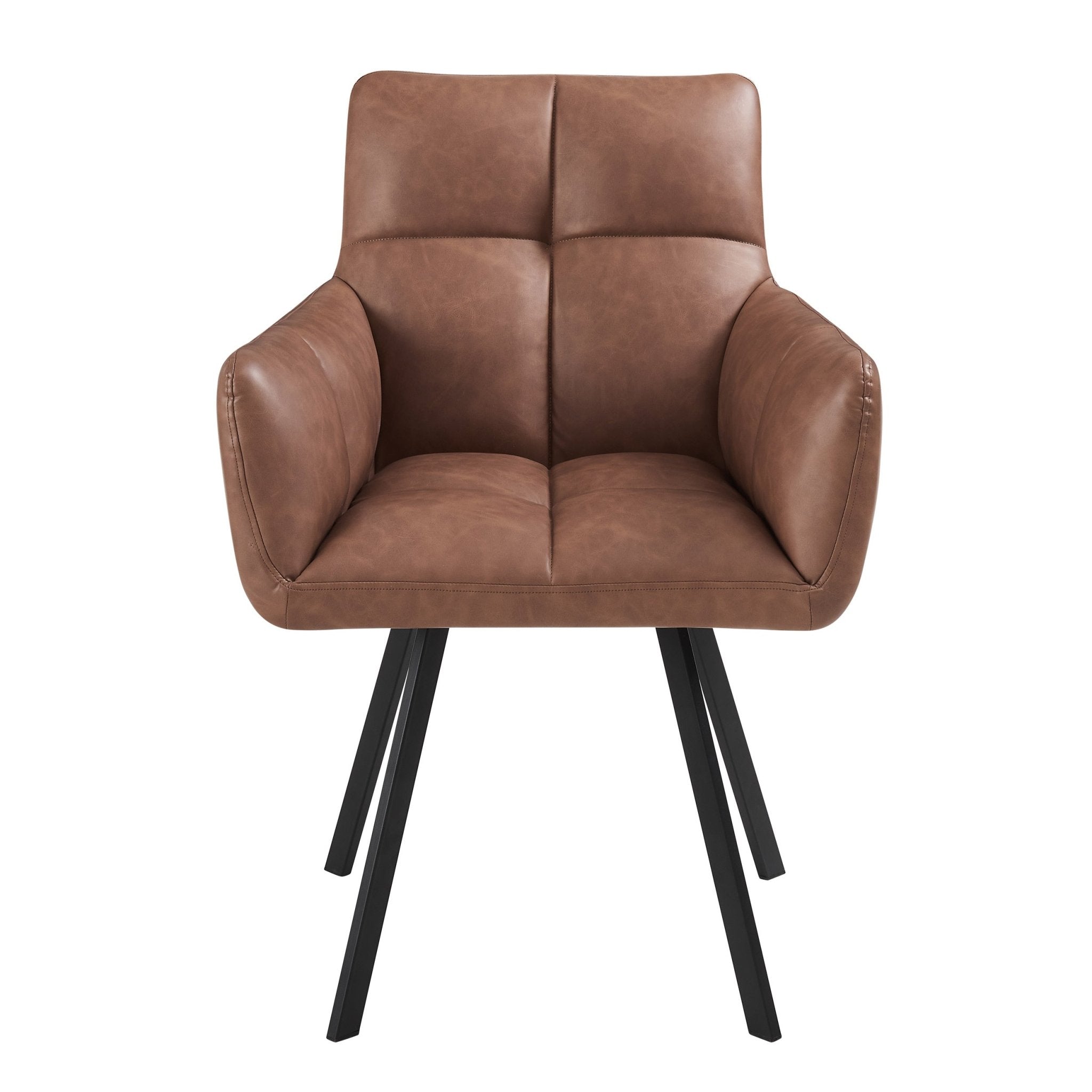 Chaise de salle à manger en similicuir rétro de couleur havane au design décontracté pour la salle à manger