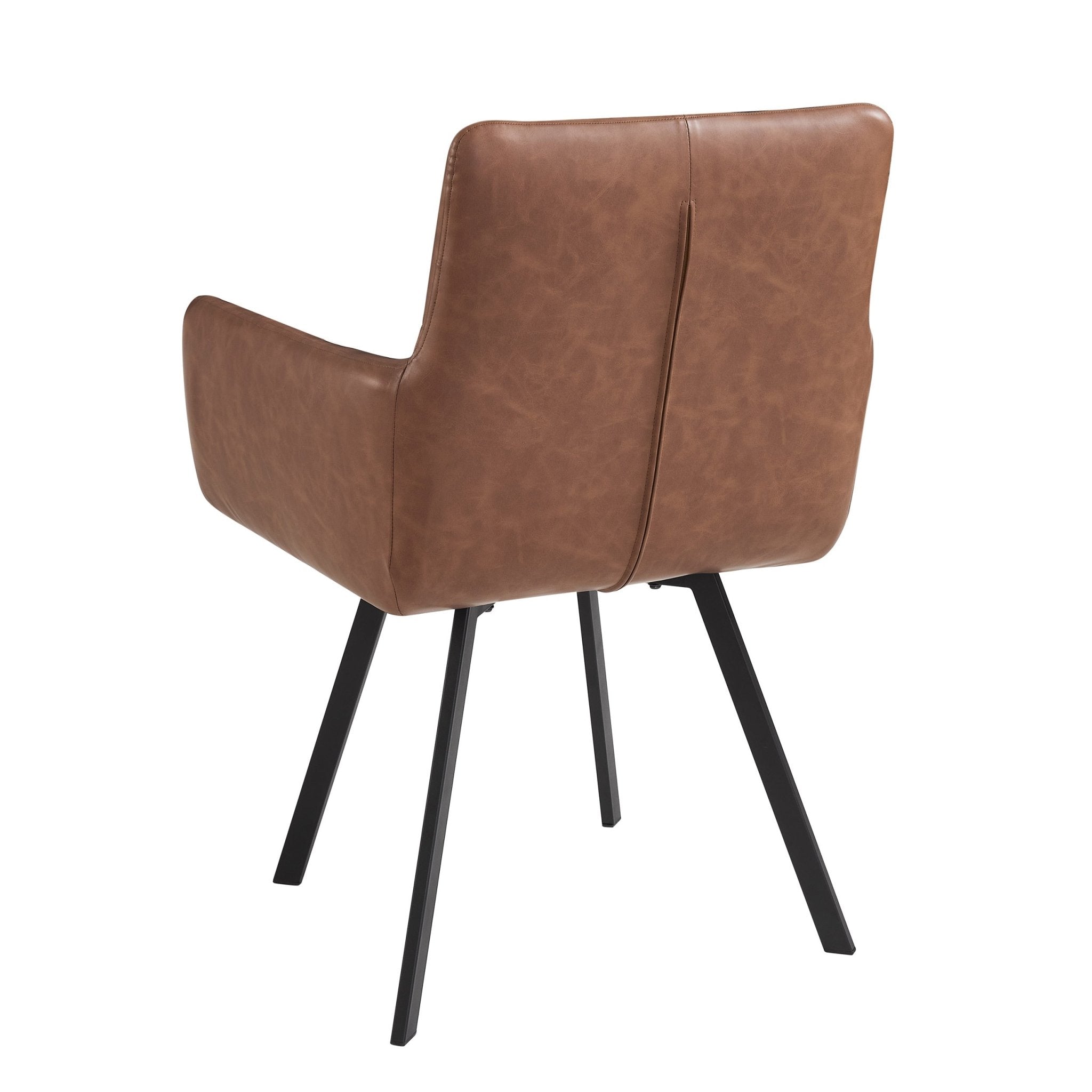 Chaise de salle à manger en similicuir rétro de couleur havane au design décontracté pour la salle à manger