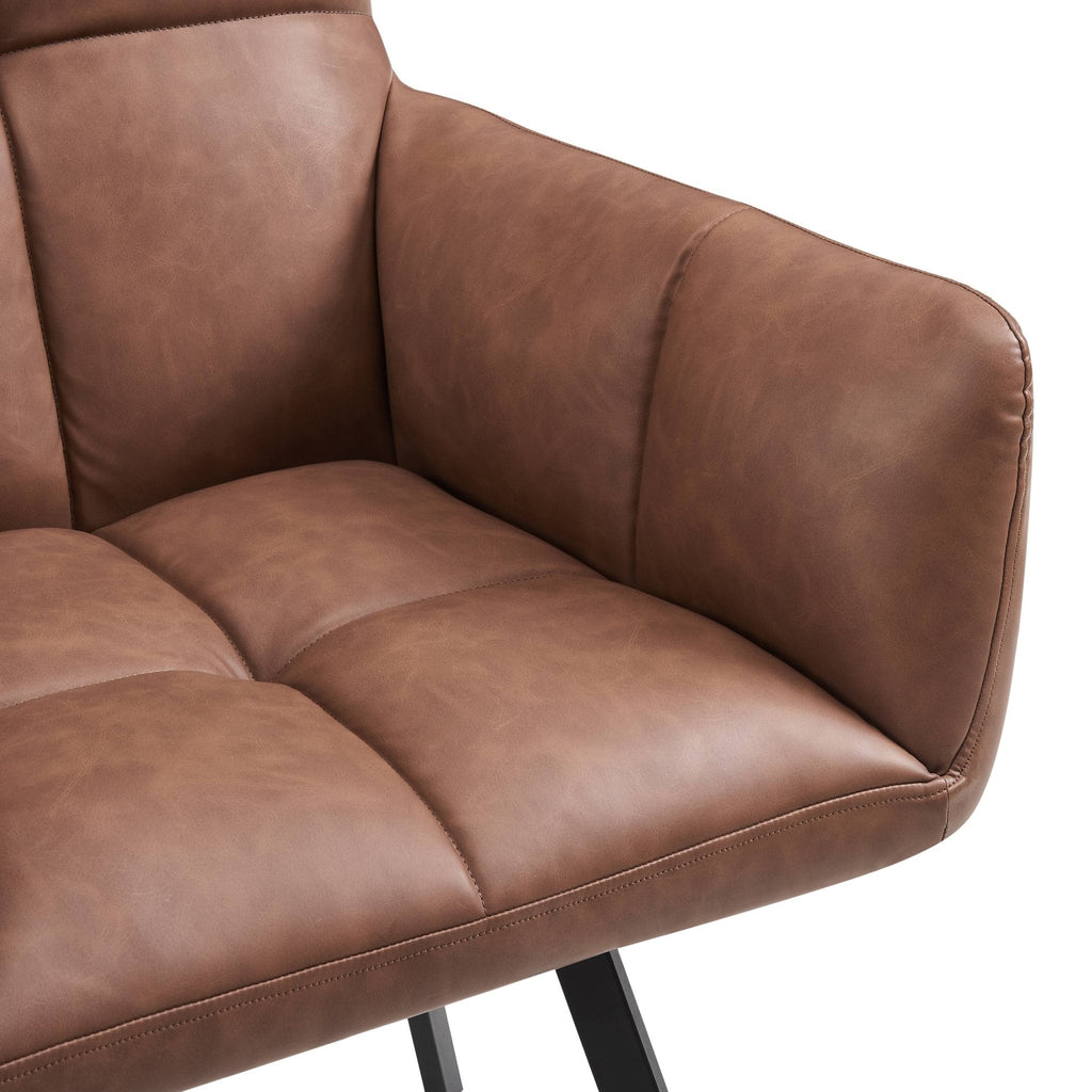 Chaise de salle à manger en similicuir rétro de couleur havane au design décontracté pour la salle à manger