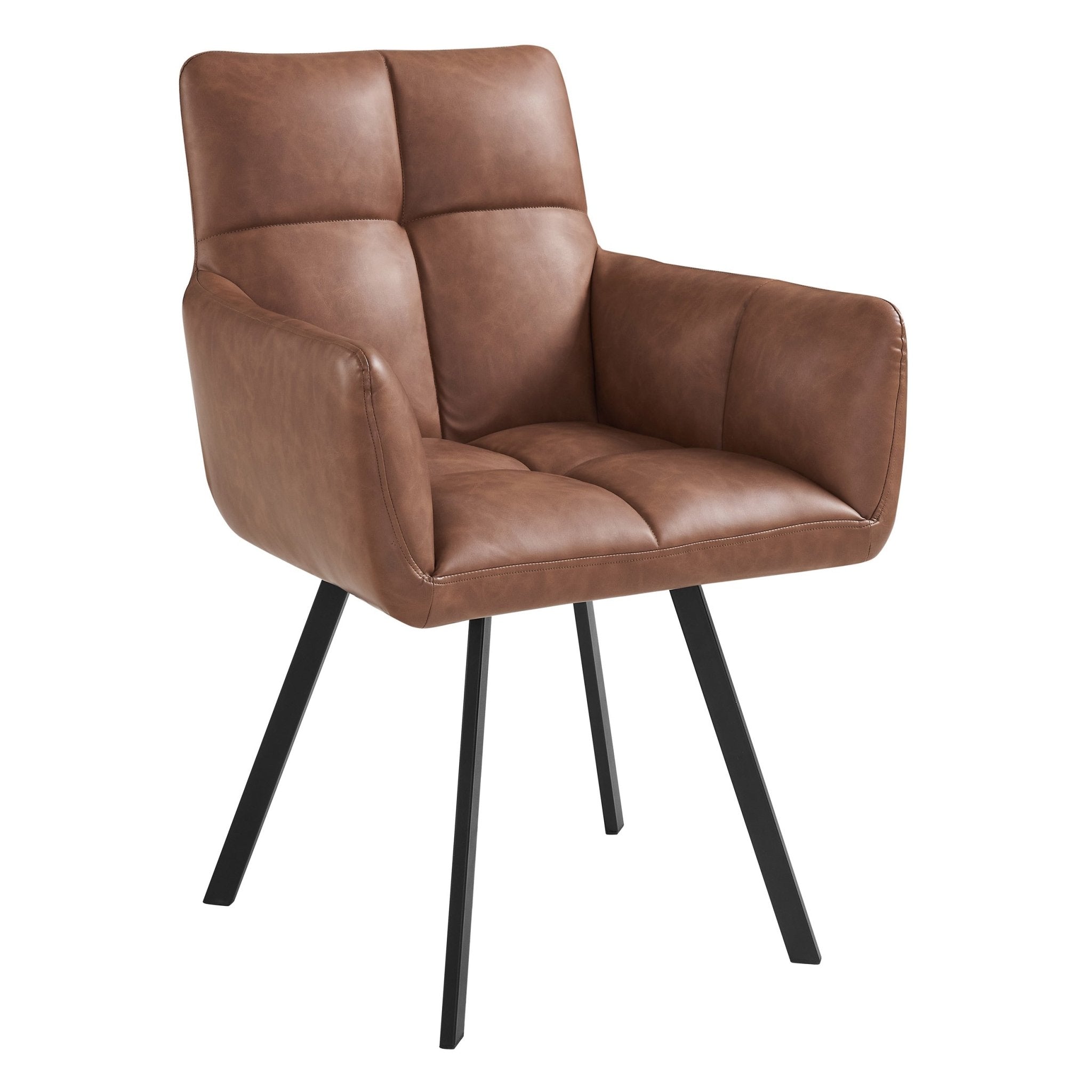 Chaise de salle à manger en similicuir rétro de couleur havane au design décontracté pour la salle à manger