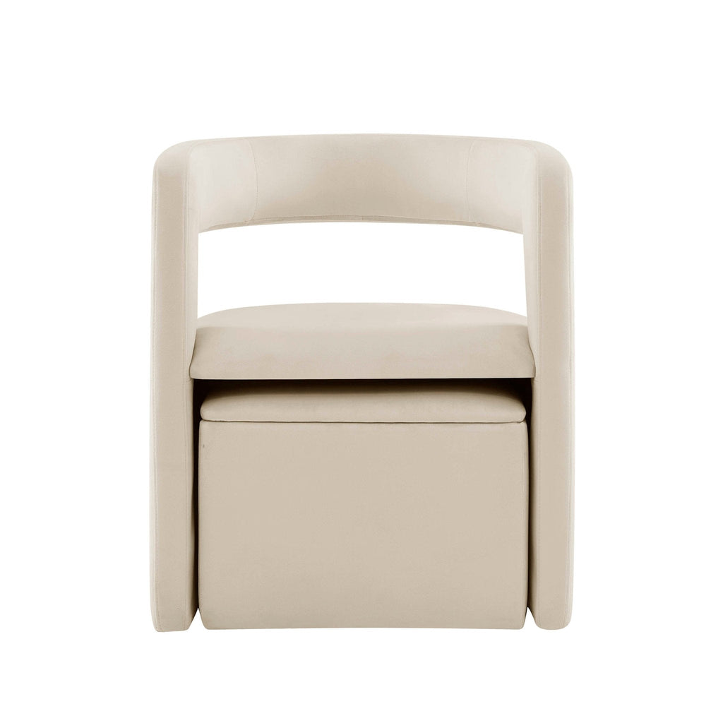 Fauteuil d'appoint écru en tissu biologique à la silhouette décontractée pour le salon