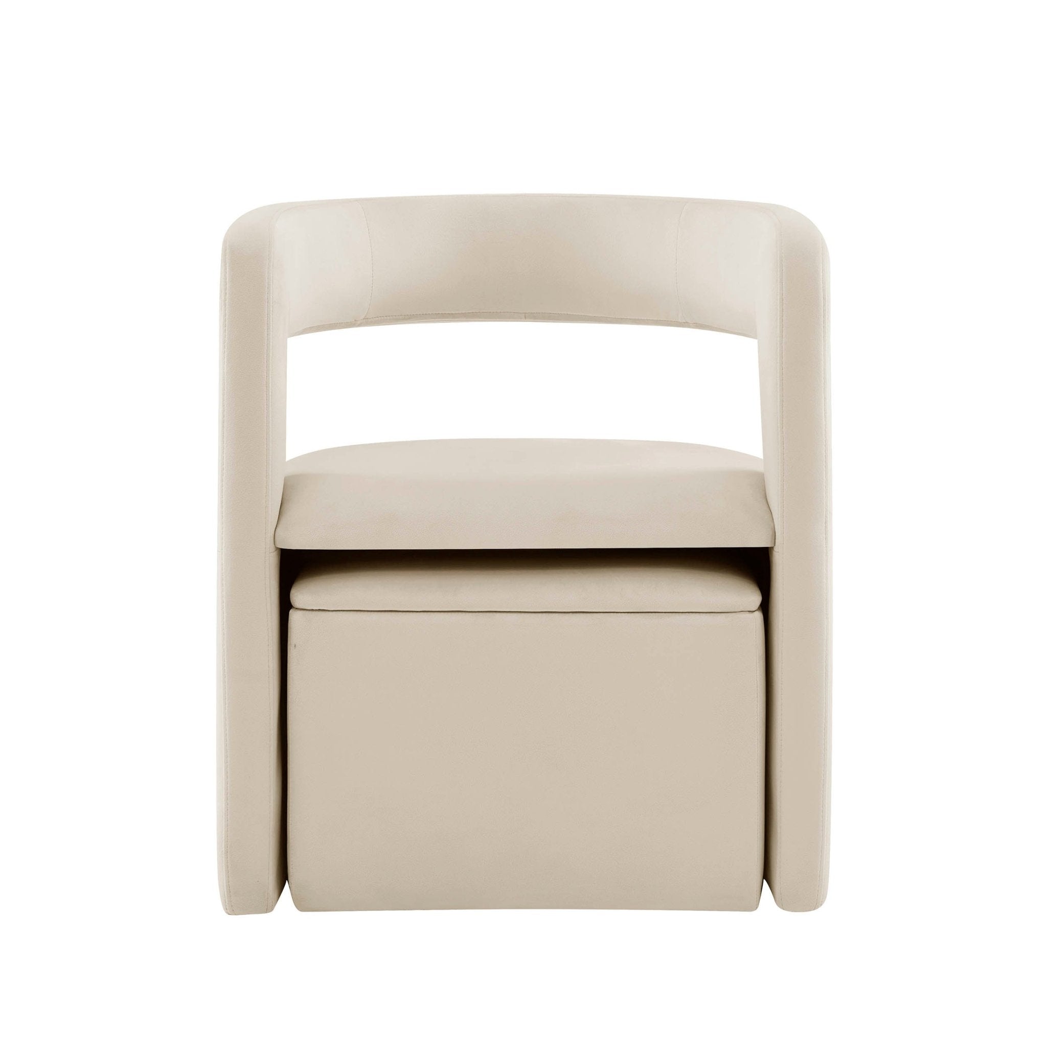 Fauteuil d'appoint écru en tissu biologique à la silhouette décontractée pour le salon