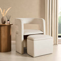 Fauteuil d'appoint écru en tissu biologique à la silhouette décontractée pour le salon
