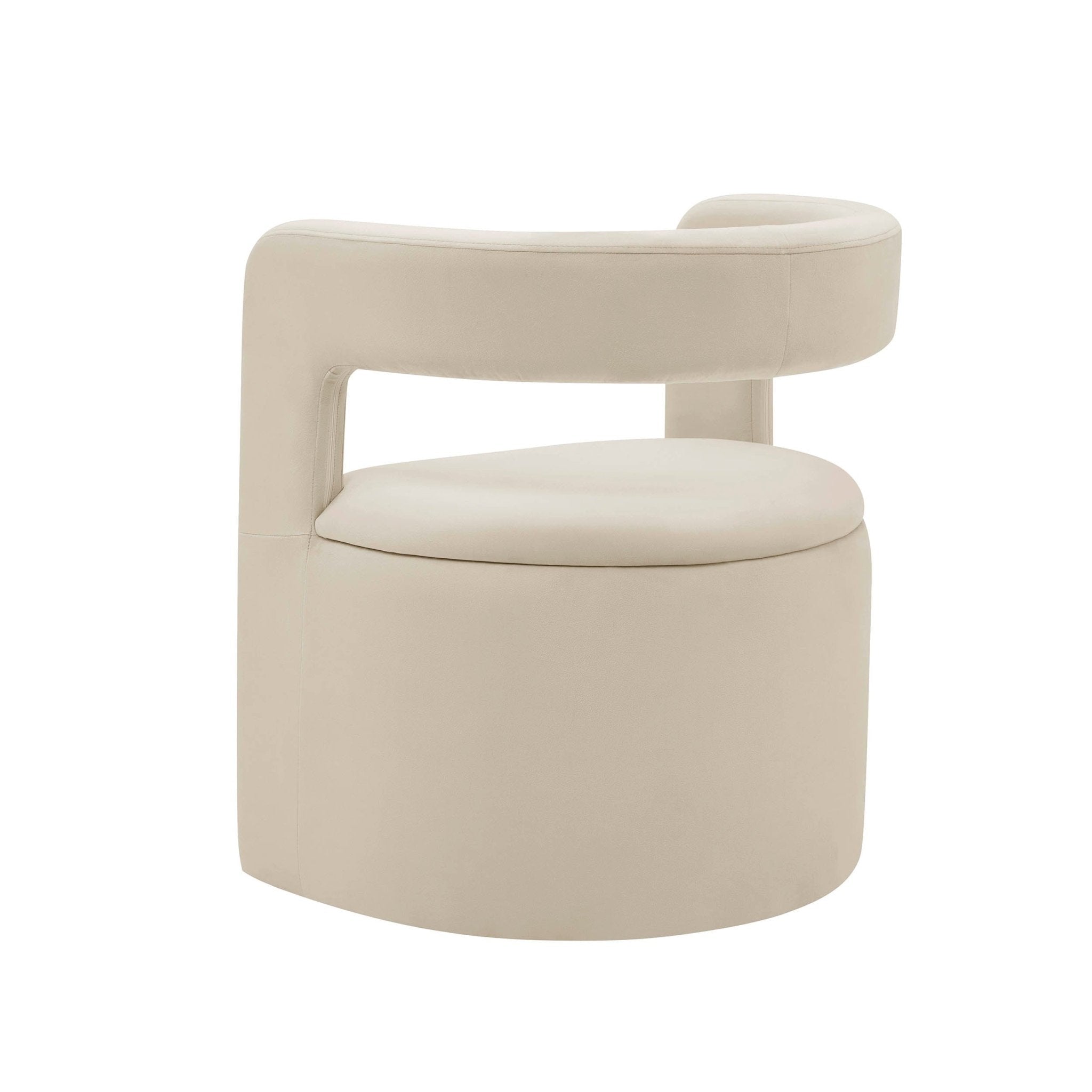 Fauteuil d'appoint écru en tissu biologique à la silhouette décontractée pour le salon