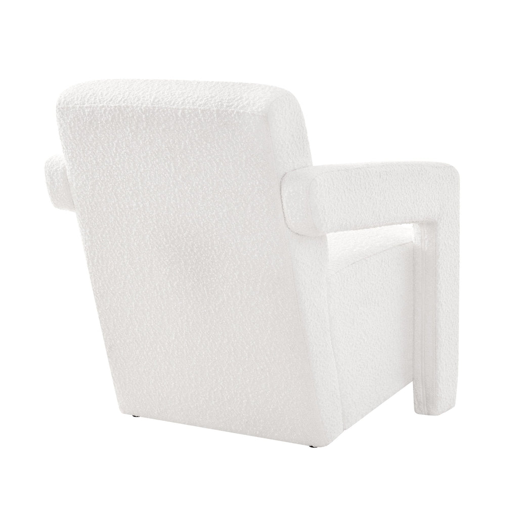 Fauteuil d'appoint contemporain en bouclette Off-White avec cadre souple pour salon