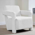 Fauteuil d'appoint contemporain en bouclette Off-White avec cadre souple pour salon