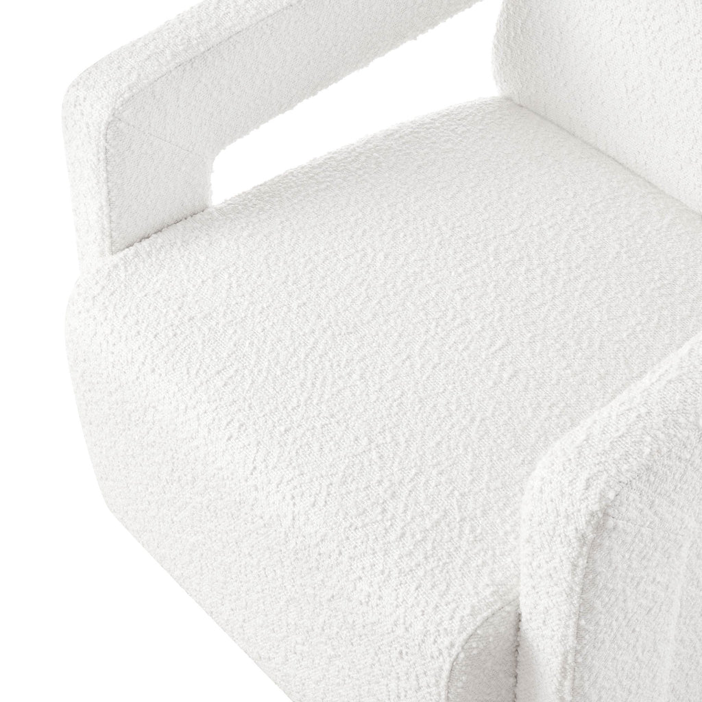 Fauteuil d'appoint contemporain en bouclette Off-White avec cadre souple pour salon