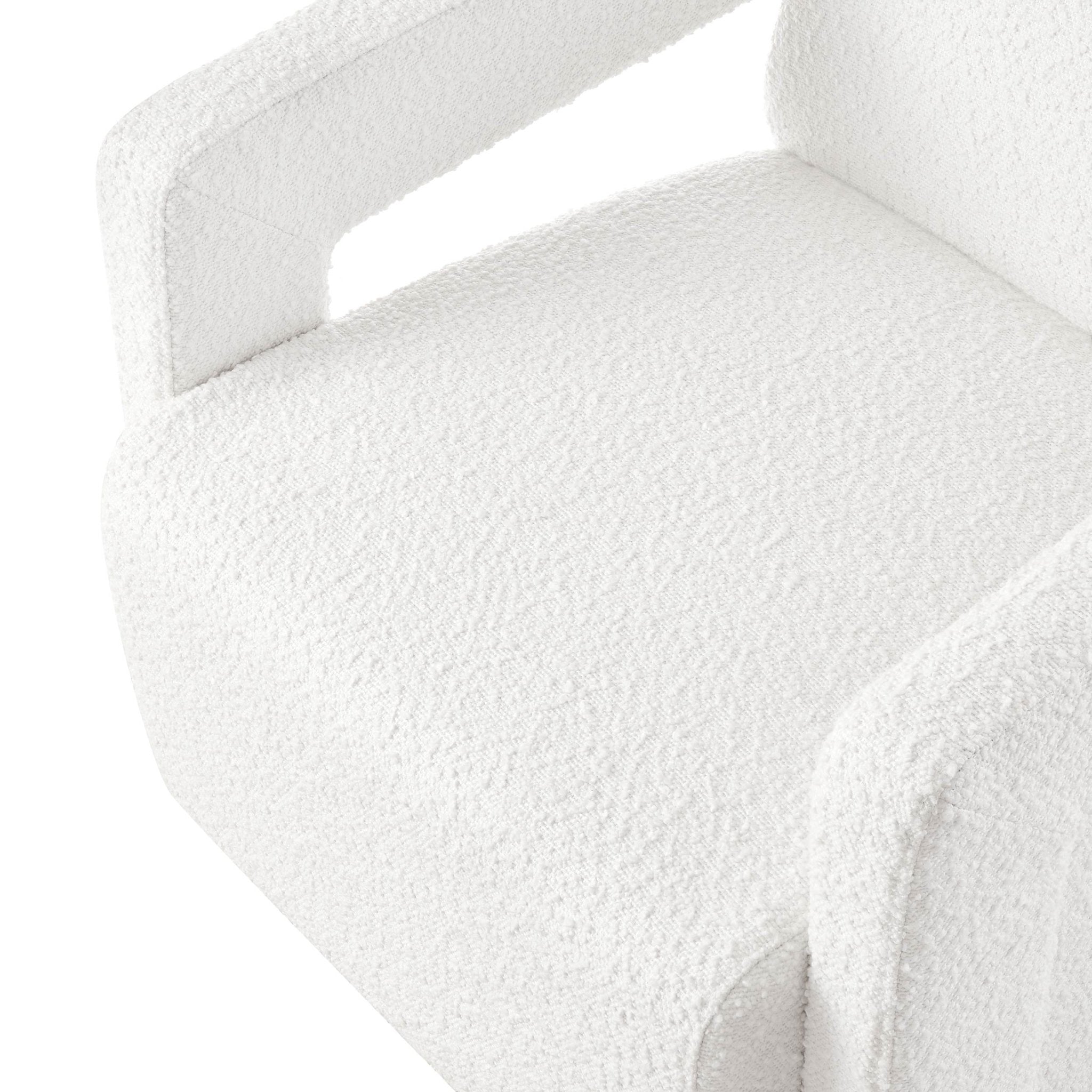 Fauteuil d'appoint contemporain en bouclette Off-White avec cadre souple pour salon