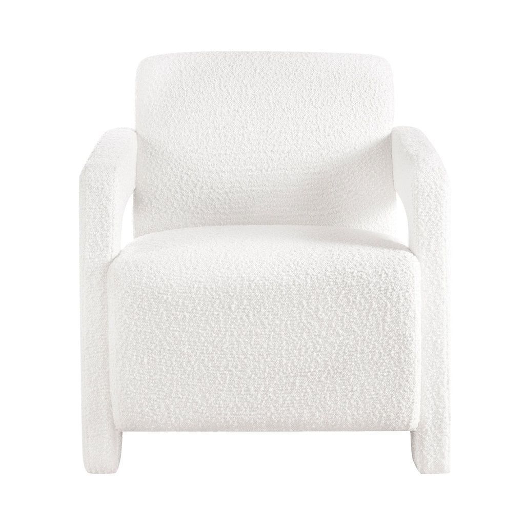 Fauteuil d'appoint contemporain en bouclette Off-White avec cadre souple pour salon