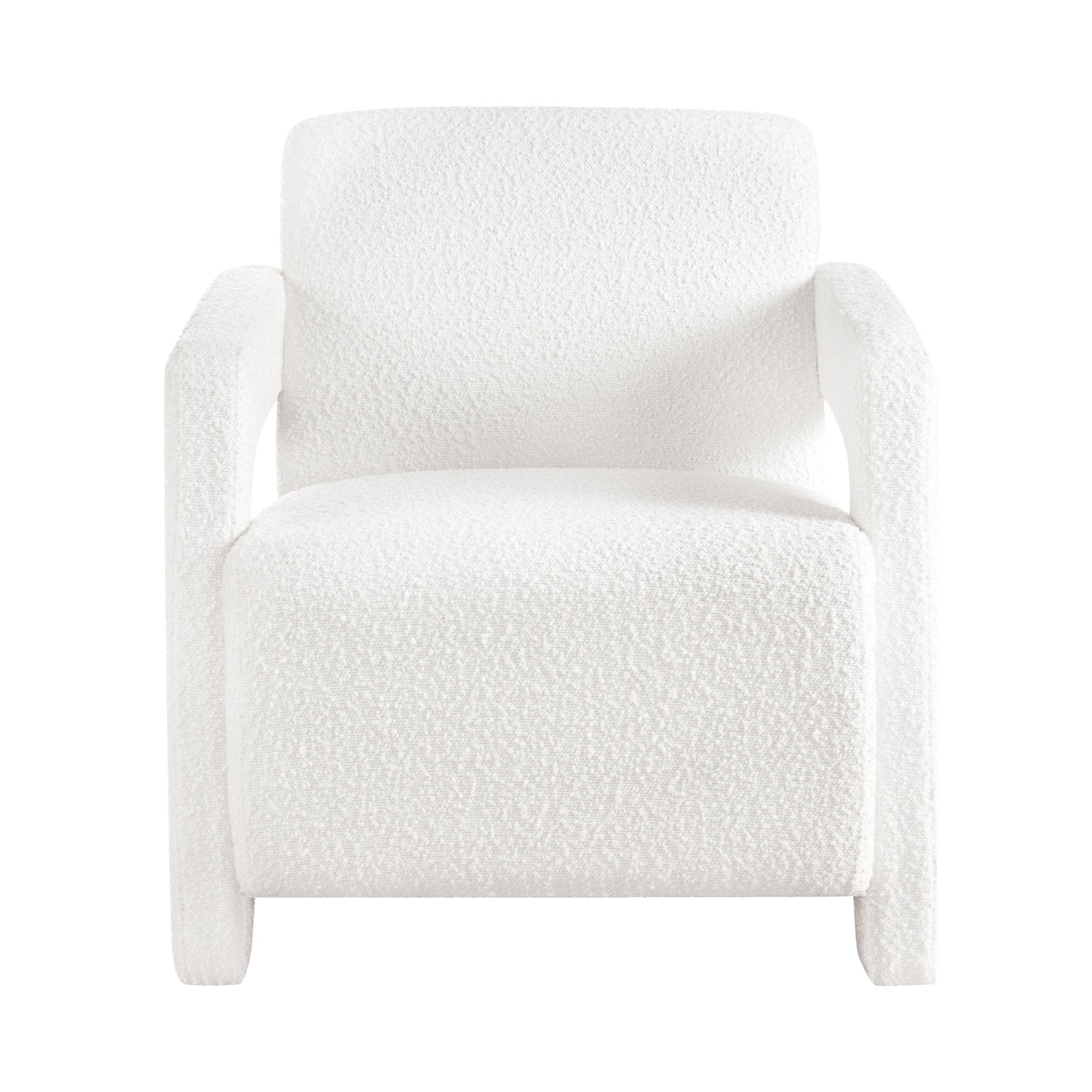 Fauteuil d'appoint contemporain en bouclette Off-White avec cadre souple pour salon