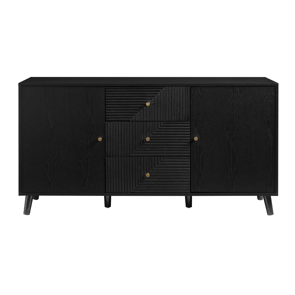 Buffet moderne noir avec tiroirs pour le salon