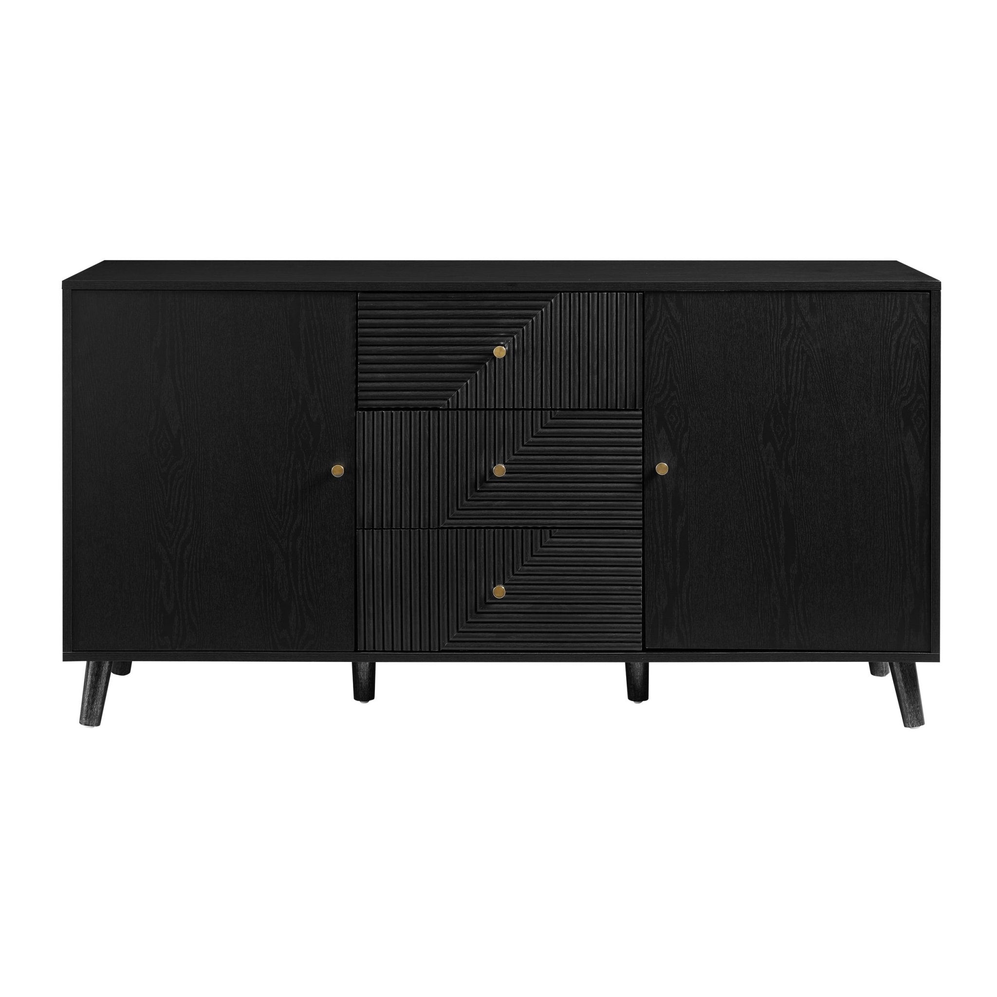 Buffet moderne noir avec tiroirs pour le salon