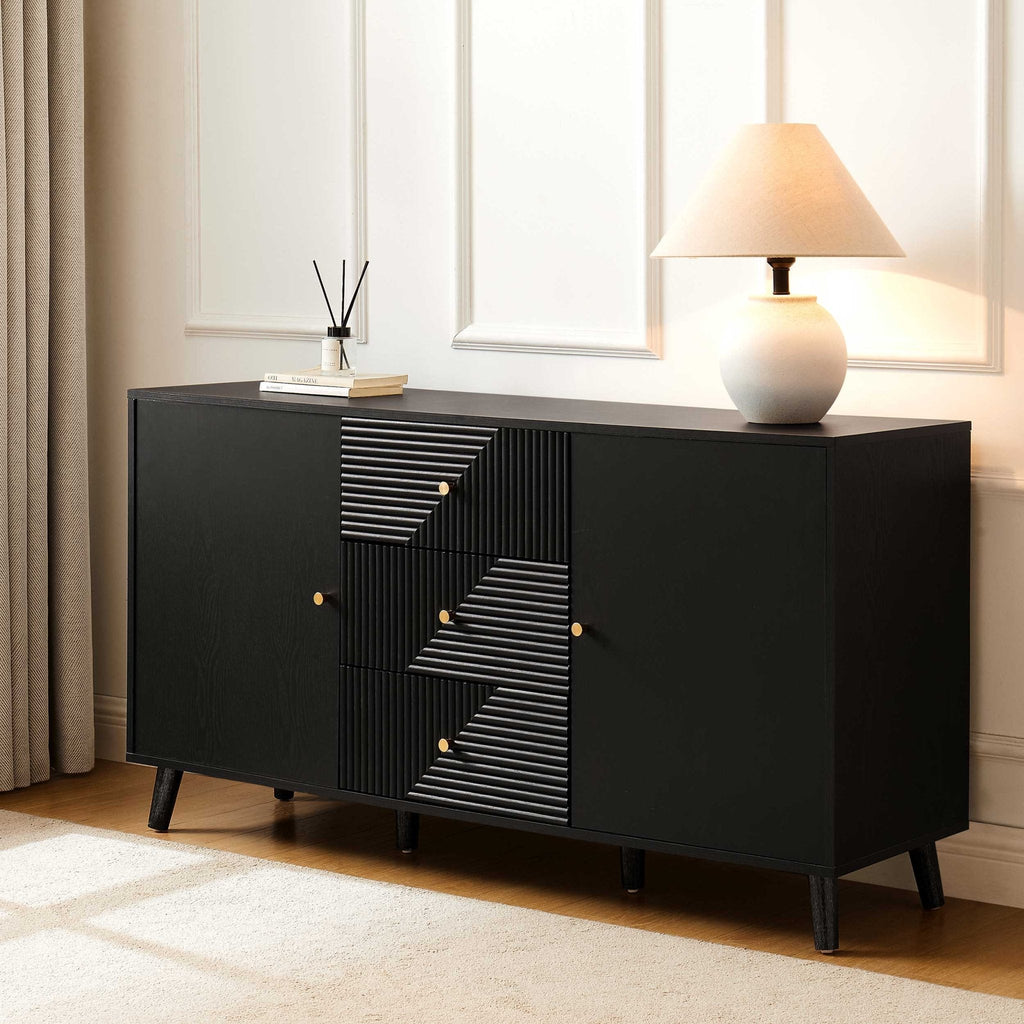 Buffet moderne noir avec tiroirs pour le salon