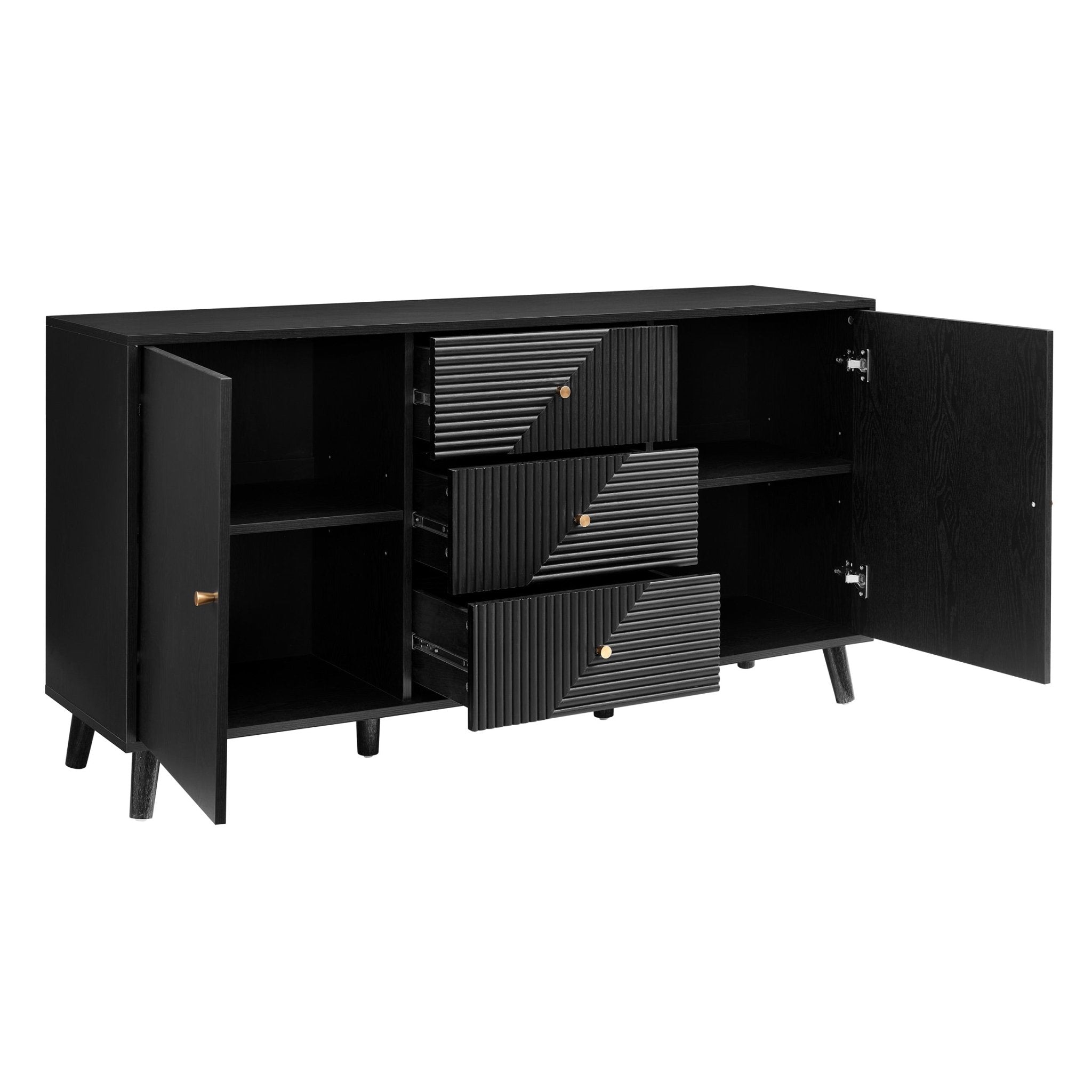 Buffet moderne noir avec tiroirs pour le salon