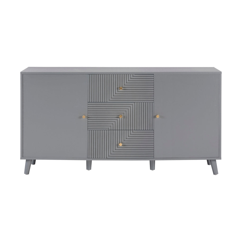 Buffet gris clair minimaliste avec tiroirs pour salon