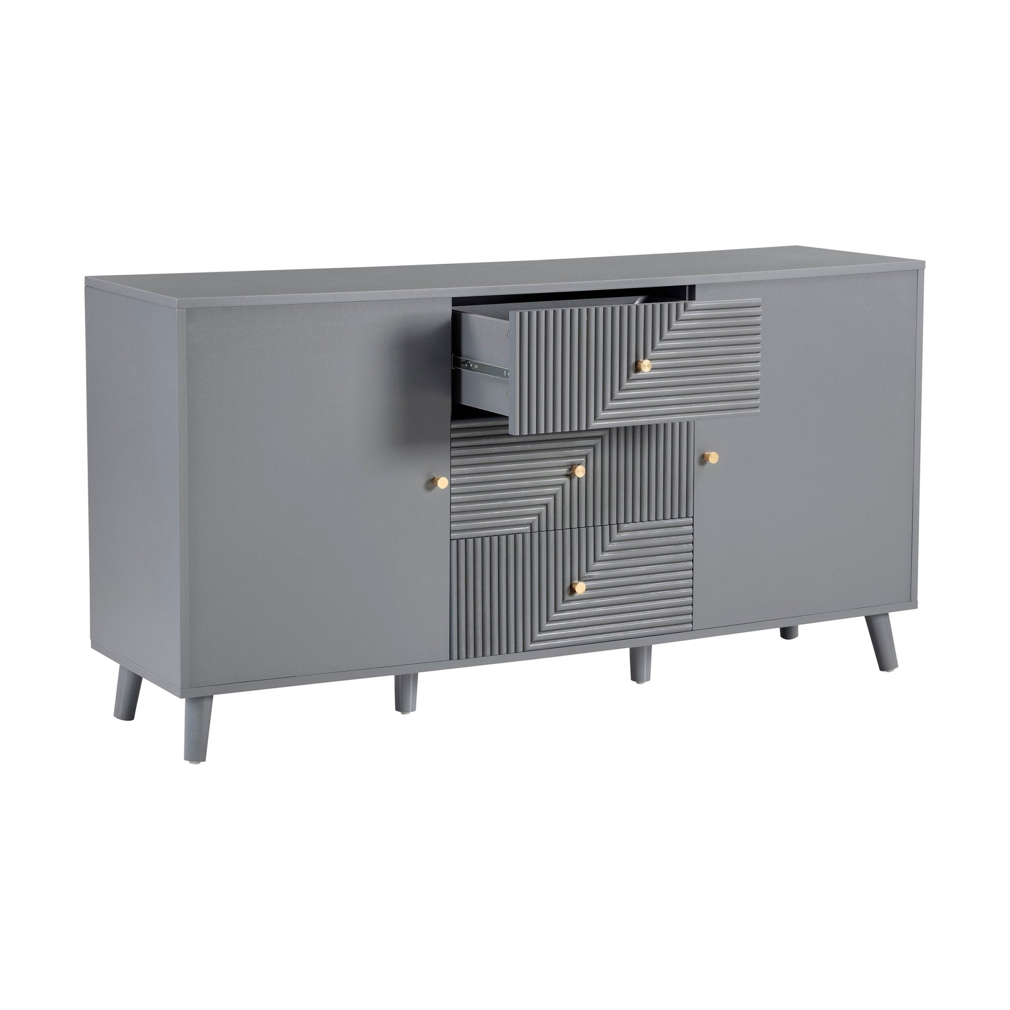 Buffet gris clair minimaliste avec tiroirs pour salon