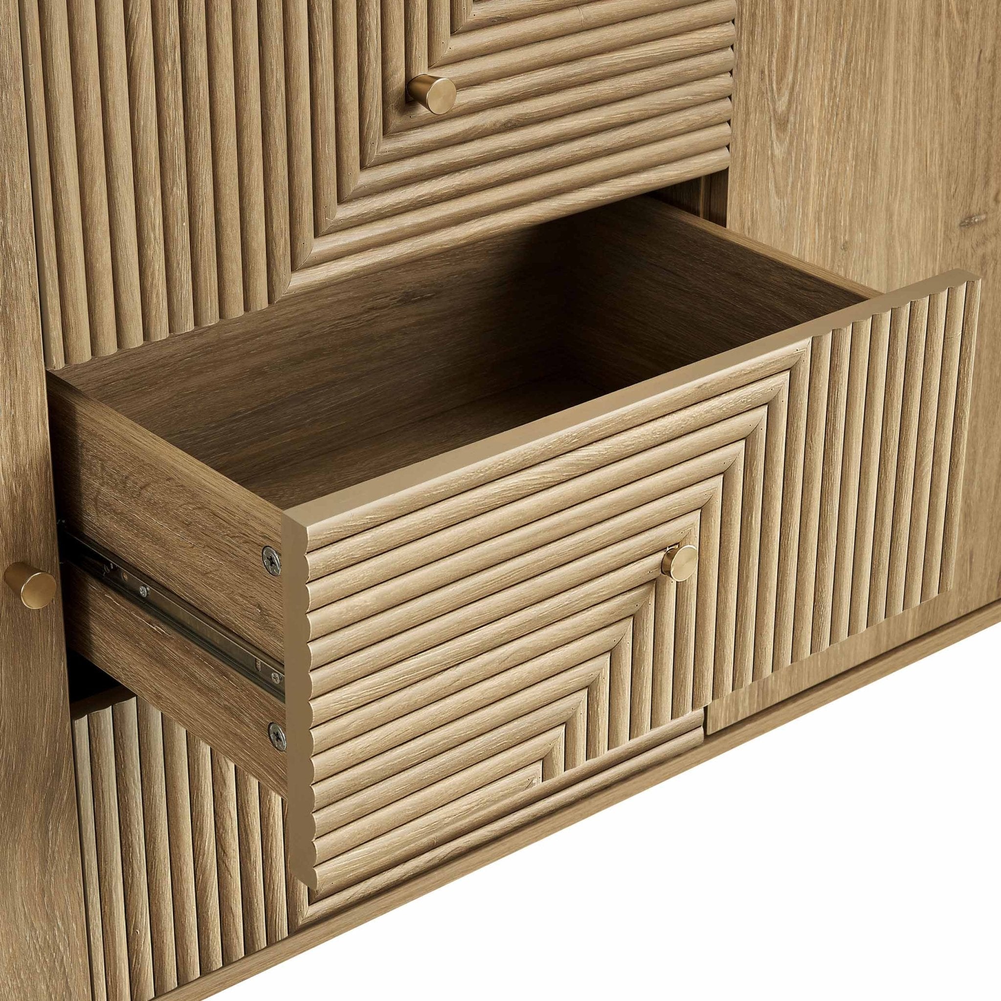 Buffet en bois clair scandinave avec tiroirs pour salon