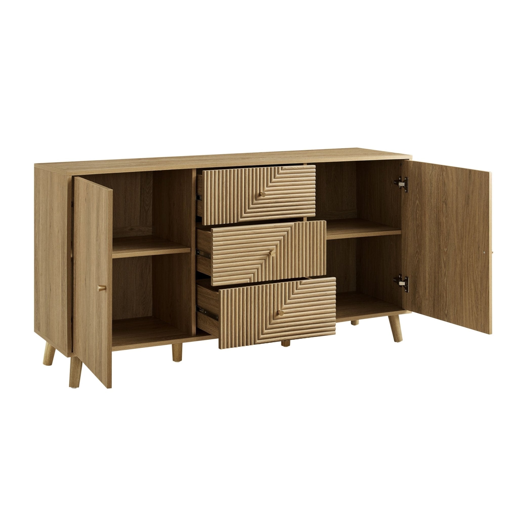 Buffet en bois clair scandinave avec tiroirs pour salon