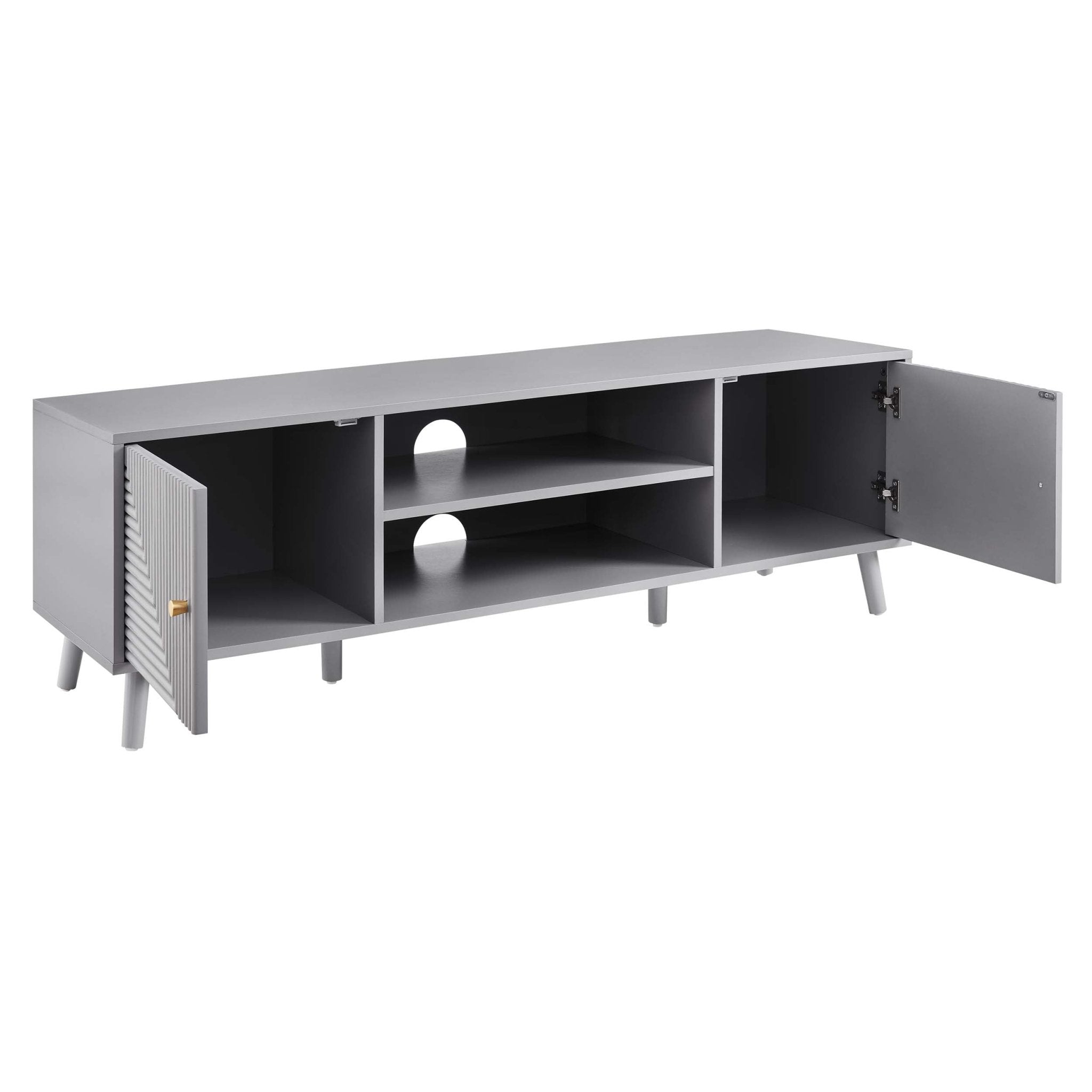 Meuble TV Gris Clair Minimaliste avec Tiroirs de Rangement pour TV jusqu'à 60 Pouces pour Salon